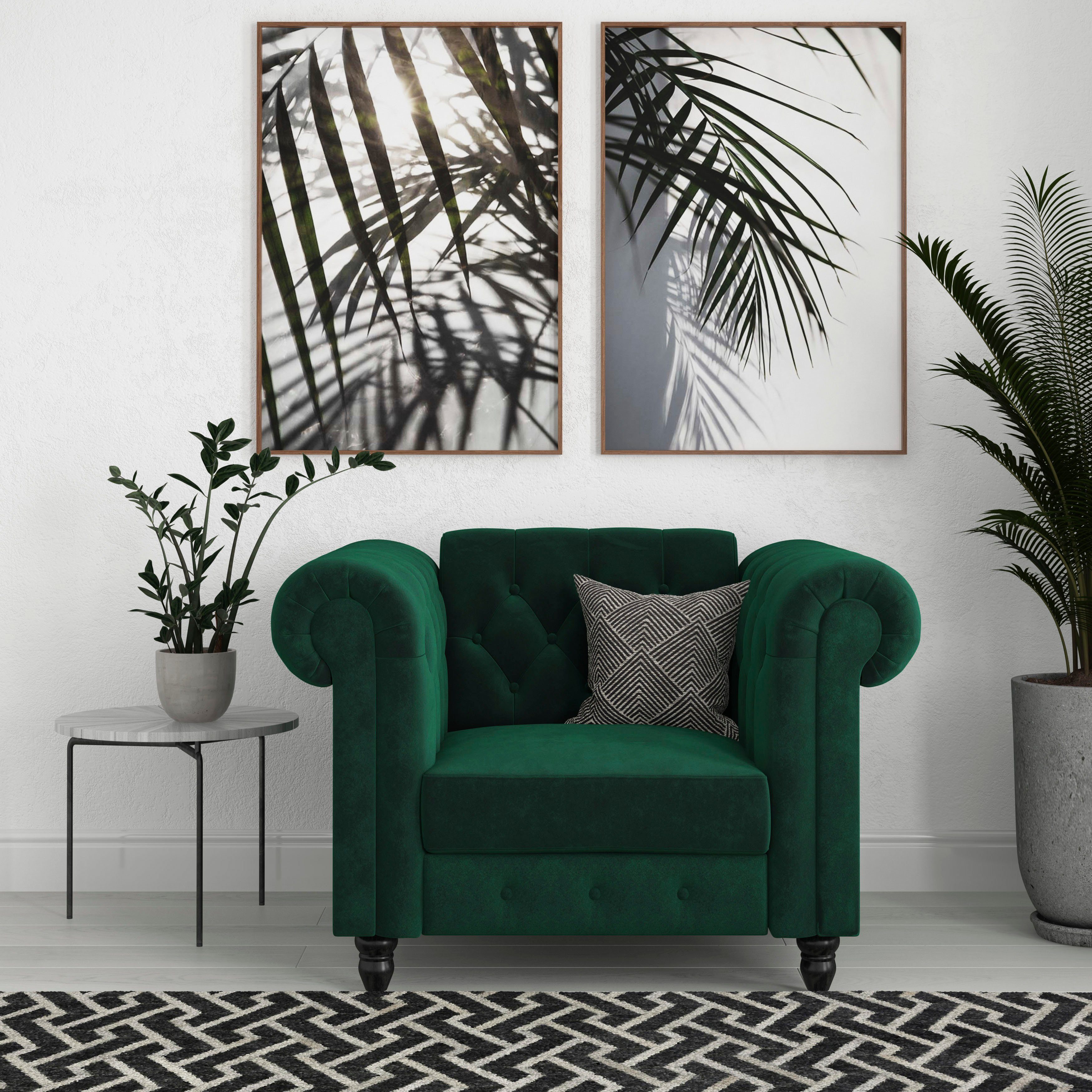 Dorel Home Chesterfield-fauteuil Felix met rugleuning 3-voudig verstelbaar, benen massief hout, zithoogte 46 cm