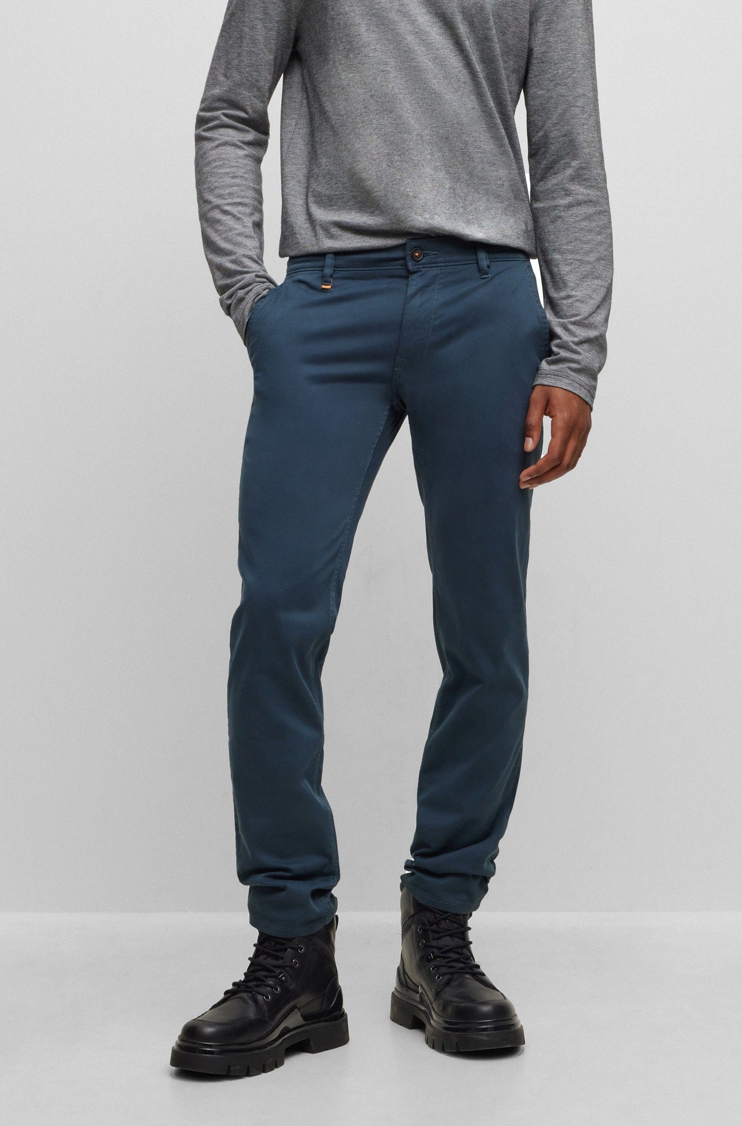 Boss Orange Geweven broek Schino-Slim D met opgestikt logo