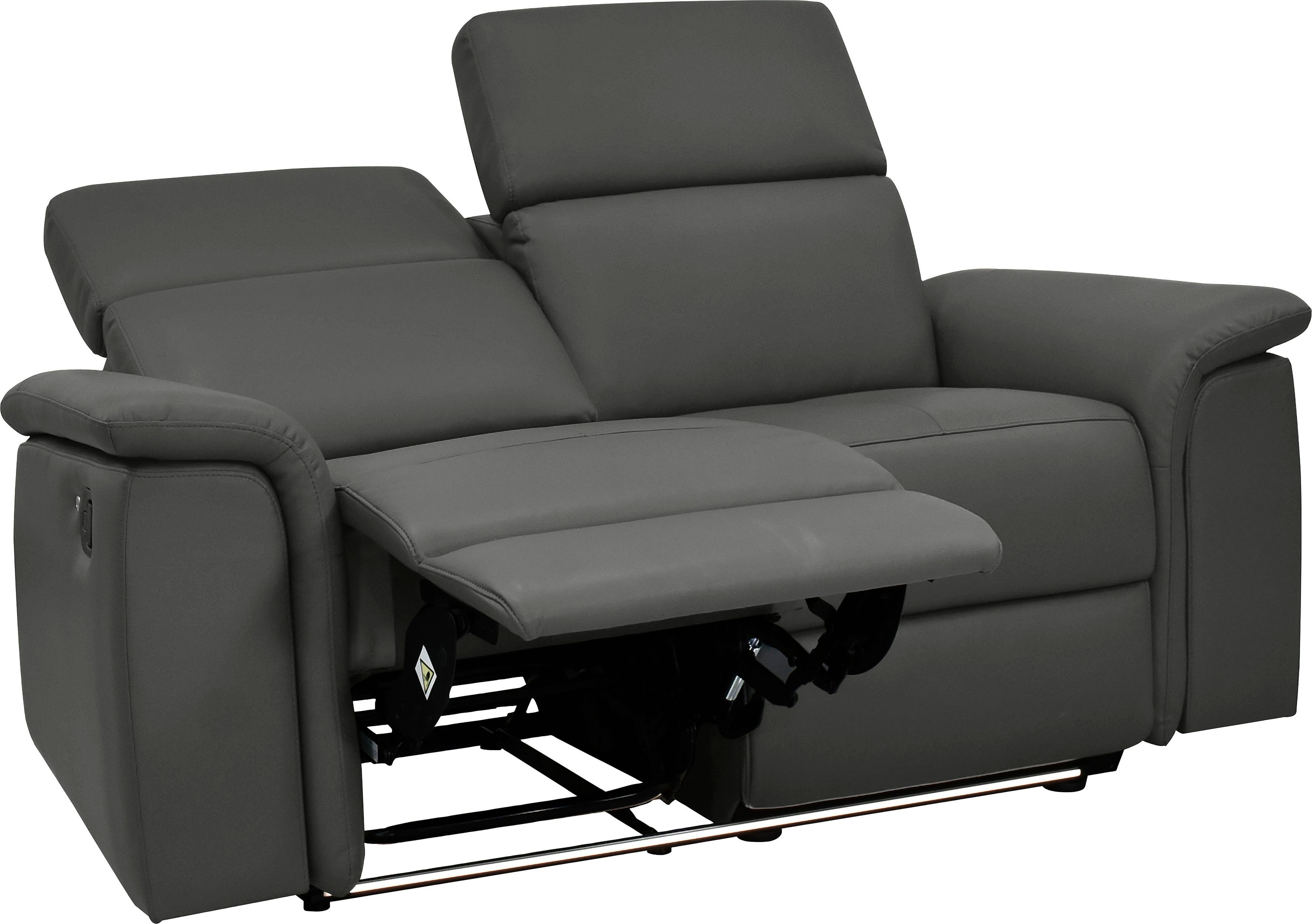 Places of Style 2-zitsbank Pareli 172 cm, handmatige en elektrische relaxfunctie USB, hoofdsteunverstelling, LED, in echt leer, kunstleer, web