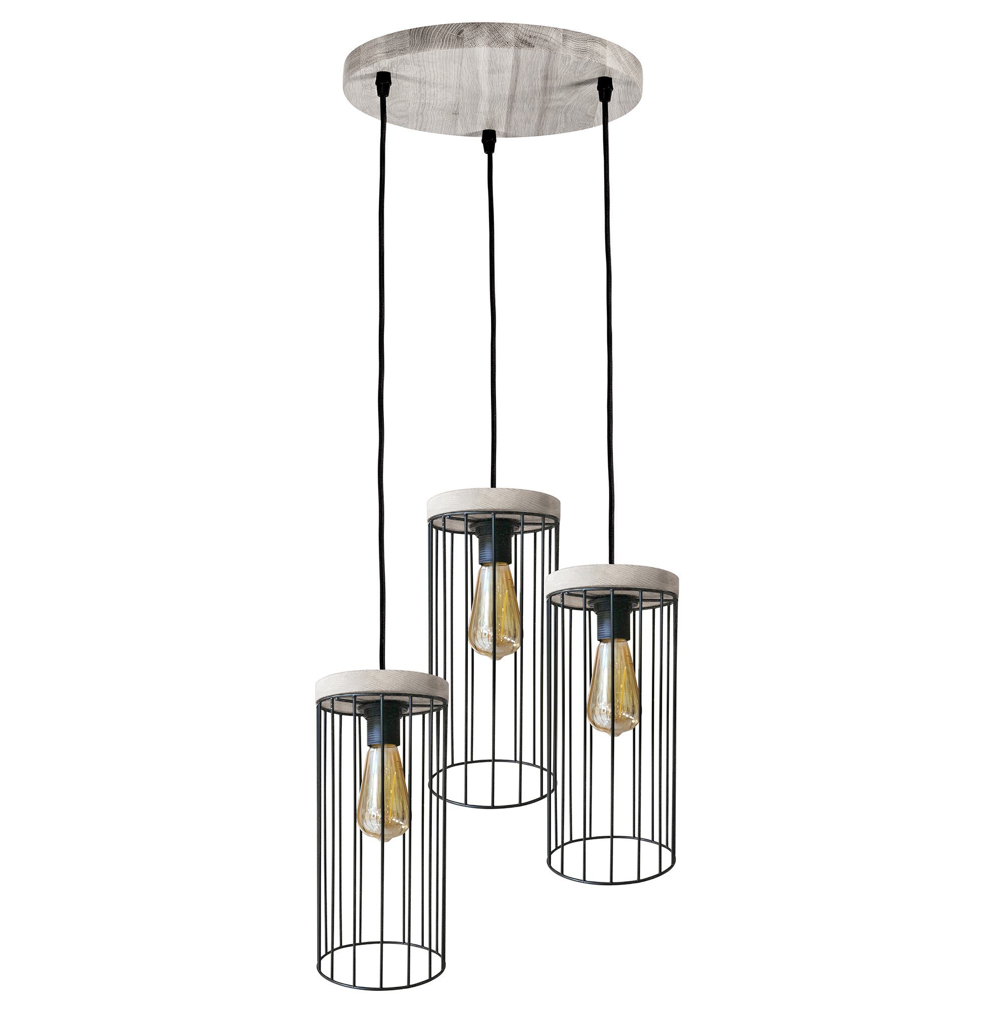 britop lighting hanglamp timeo wood max hanglamp, trendy kap van metaal, met grenenhout in grijs zwart