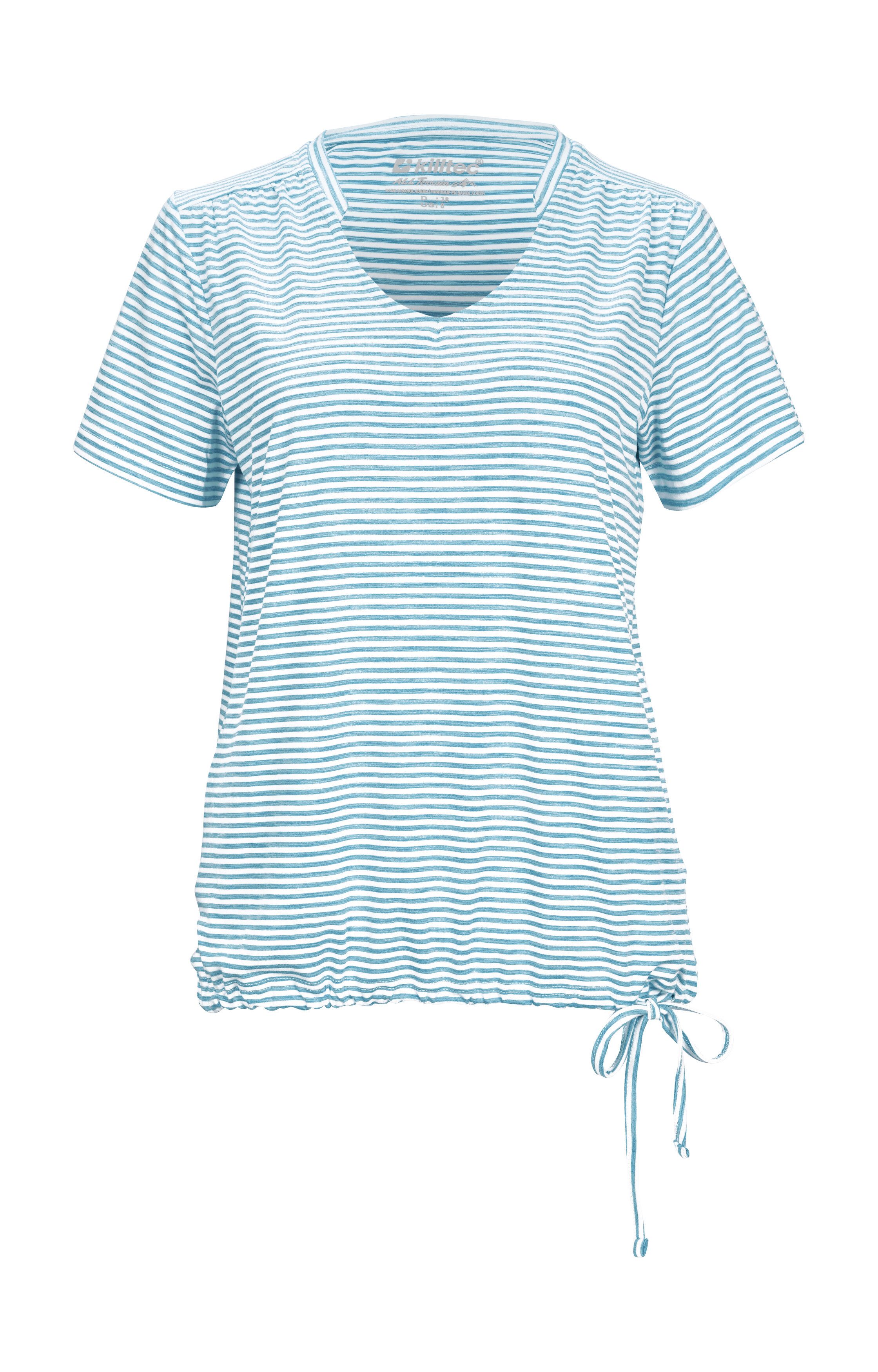 Killtec T-shirt Lilleo WMN TSHRT F Gestreept, snel drogend functioneel shirt met verstelbare zoom