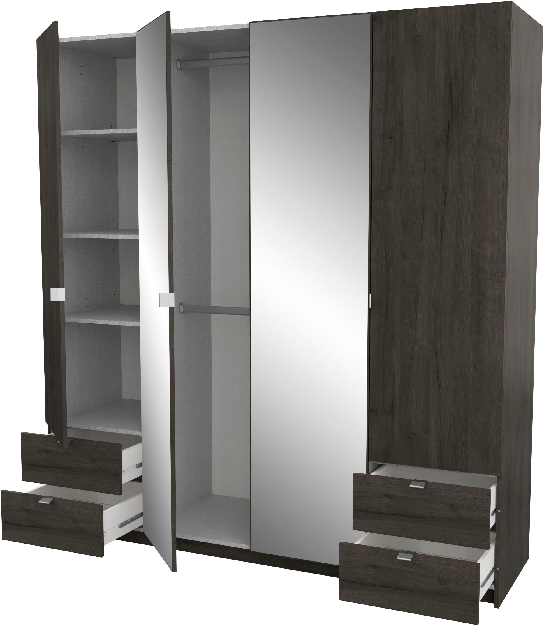 Demeyere GROUP Kledingkast Mellie, 2 spiegels, 4 lades, 36 planken, 2 kledingstangen