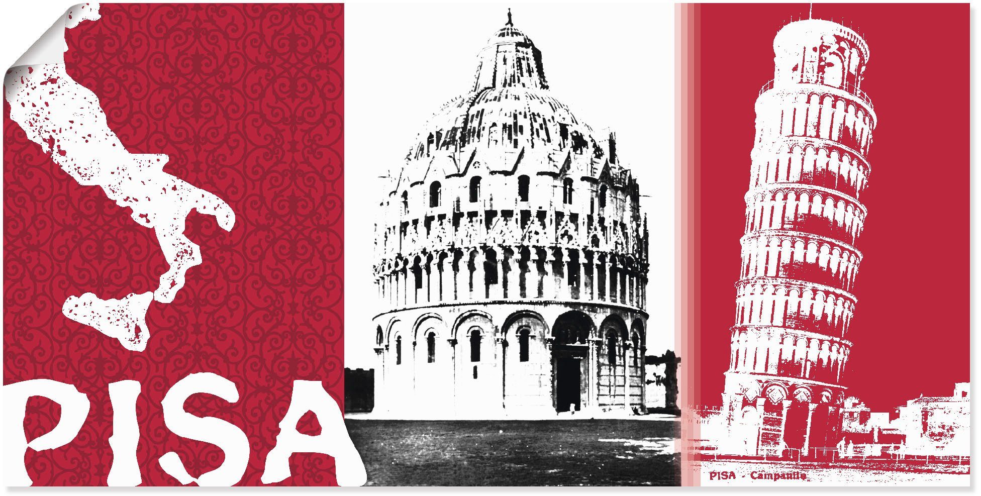 Artland Artprint Pisa in vele afmetingen & productsoorten - artprint van aluminium / artprint voor buiten, artprint op linnen, poster, muursticker / wandfolie ook geschikt voor de
