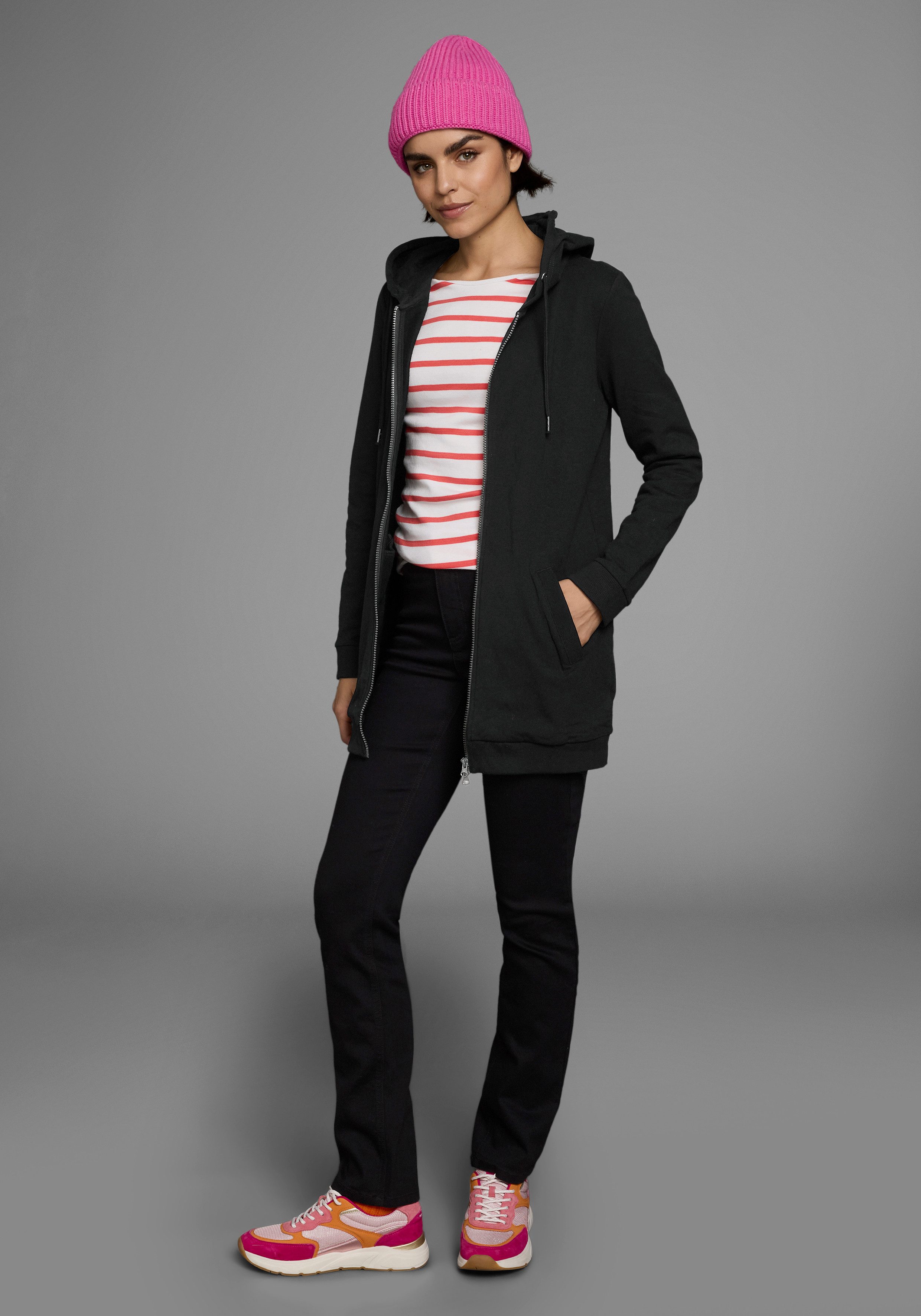 Flashlights Sweatvest in een lang model met een rits