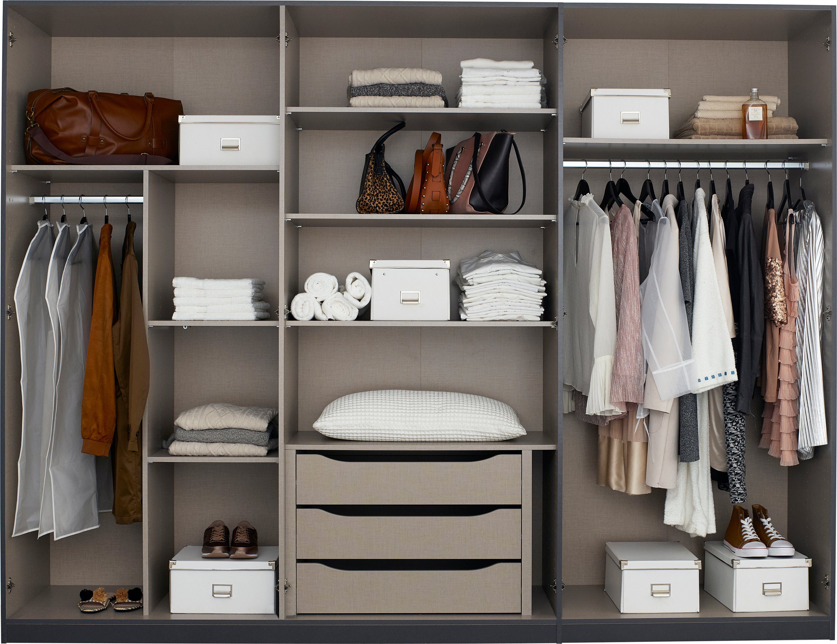 rauch Draaideurkast Bellezza inclusief lade-inzet, wasindeling en verdere accessoires