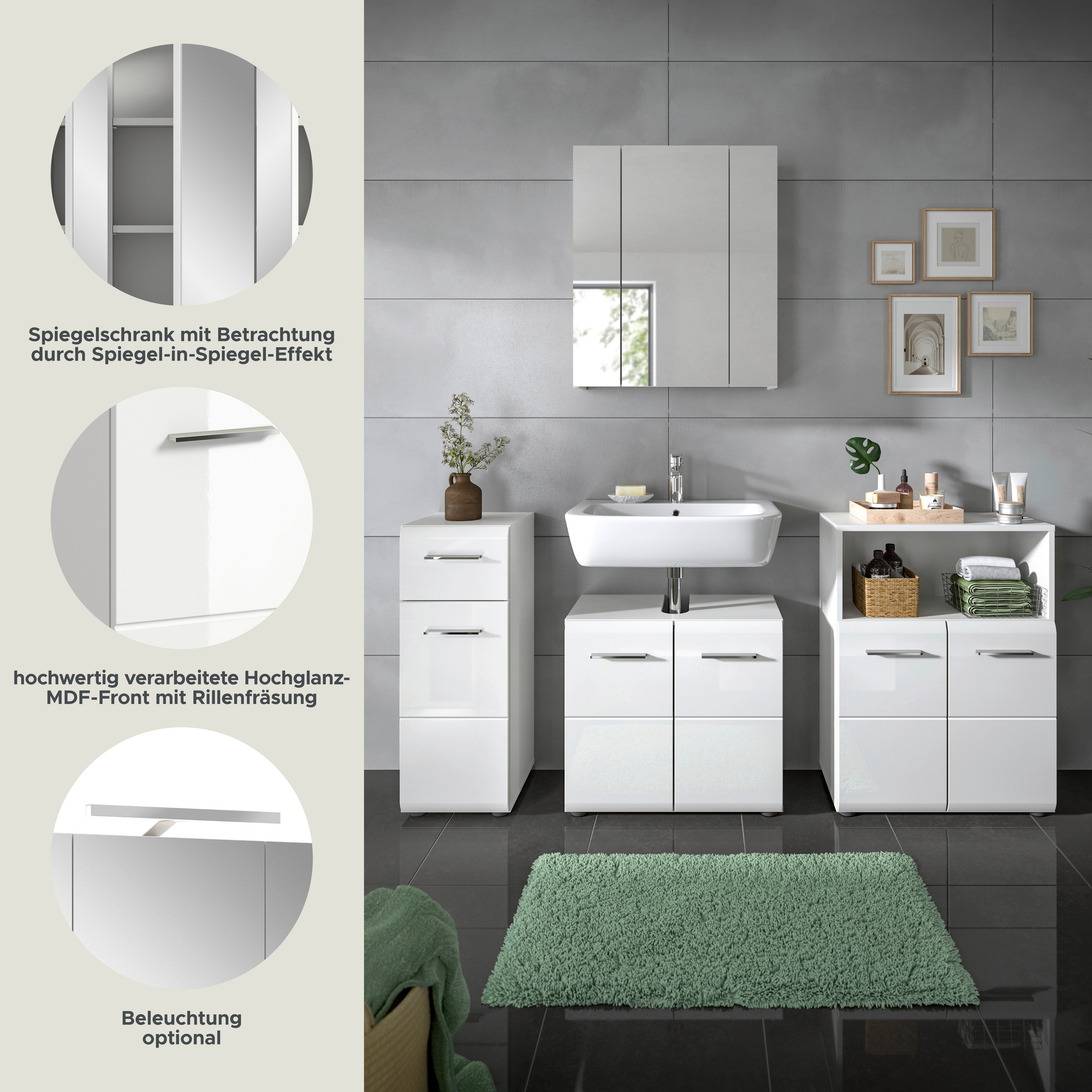 INOSIGN Badmeubelset FLORENZ, TOPSELLER!, 4-delige badcombinatie, hoogwaardige MDF-front