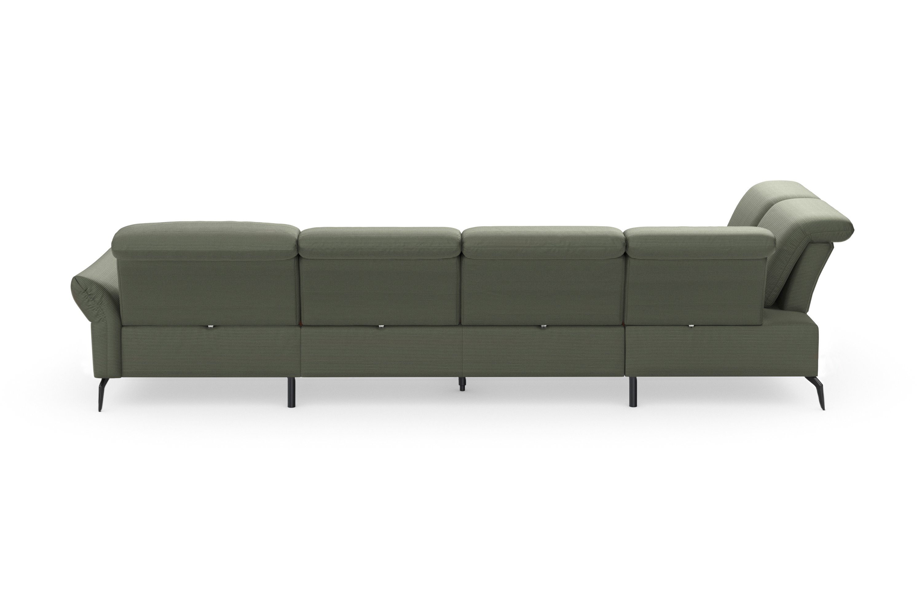 INOSIGN Zithoek Coco U-vorm Verstelbare zitdiepte, armleuning en hoofdeind, cordbekleding, poothoogte 15 cm