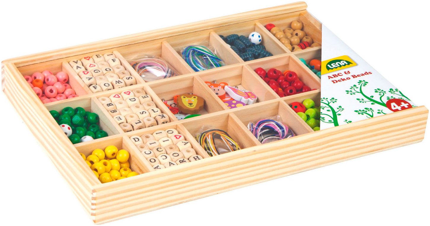 Lena® Knutselset Houten kralen houten cassette, groot