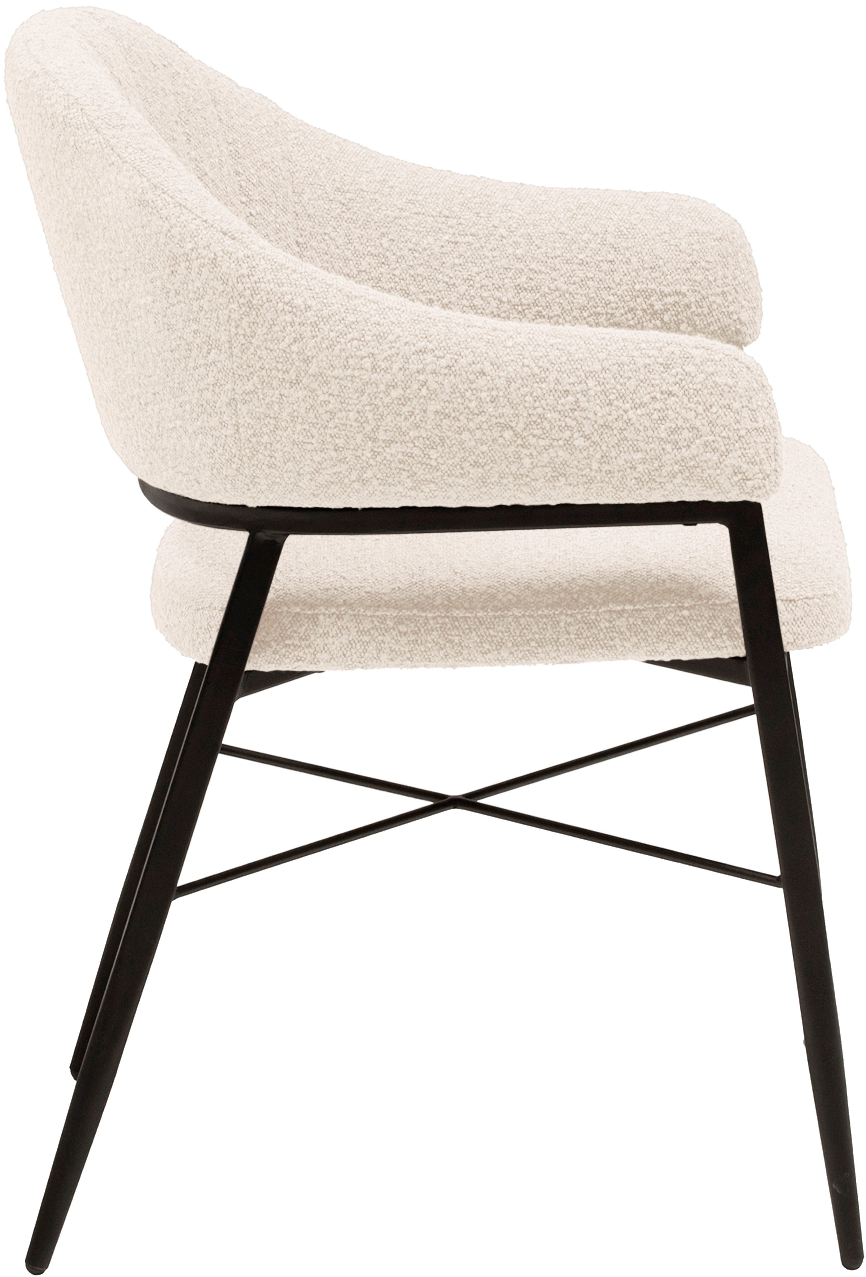OMG Design Stoel met armleuningen Roma comfortabele eetkamerstoel, gestoffeerde stoel met bouclé bekleding