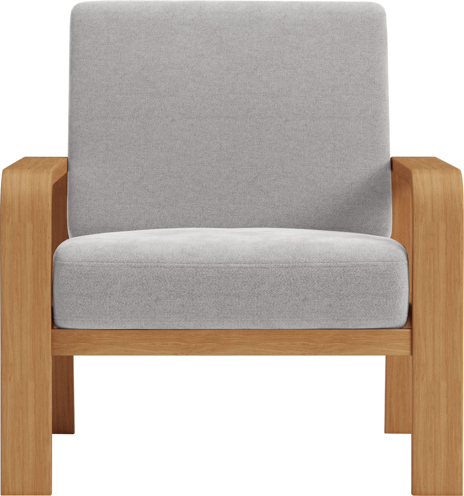 sit&more Fauteuil Kolding Armleuningen van eikenkleurig beukenhout, verschillende bekledingen en kleuren fauteuils zilver(kleur)