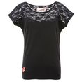 andreas gabalier kollektion folkloreshirt dames met een kanten inzet en glitterprint achter zwart