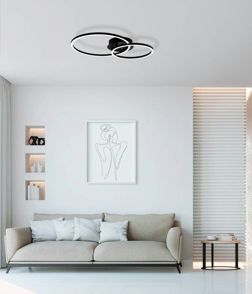 EGLO Led-plafondlamp Palmaves plafondlamp, zwart aluminium, nachtlamp, rond Lamp voor de woonkamer, plafondlamp, keukenlamp, led slaapkamerlamp (1 stuk)
