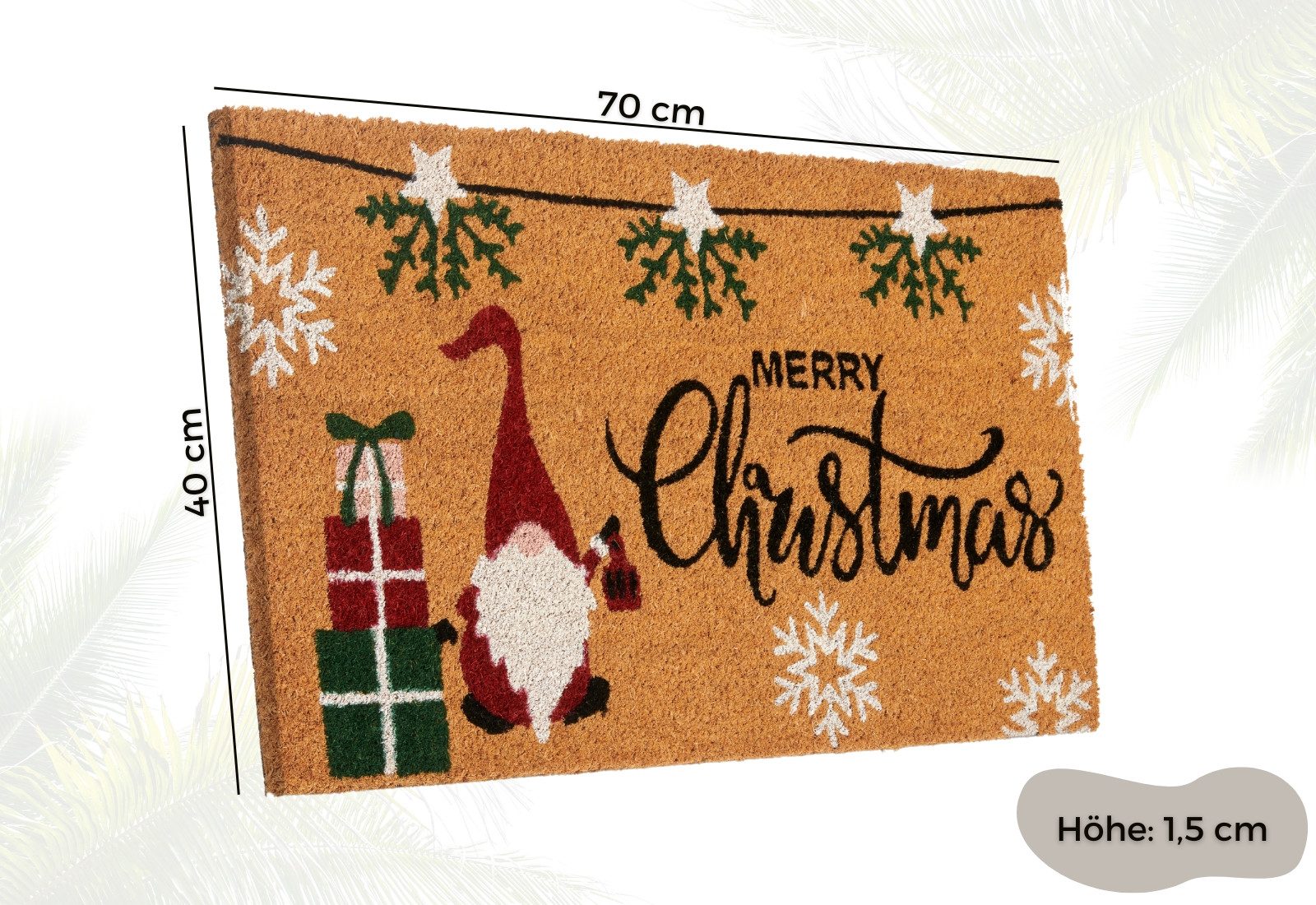 HANSE Home Mat Kokos Merry Christmas Gifts Vuilafstotende mat, antislip, buiten, kerst, kokosmat, gang