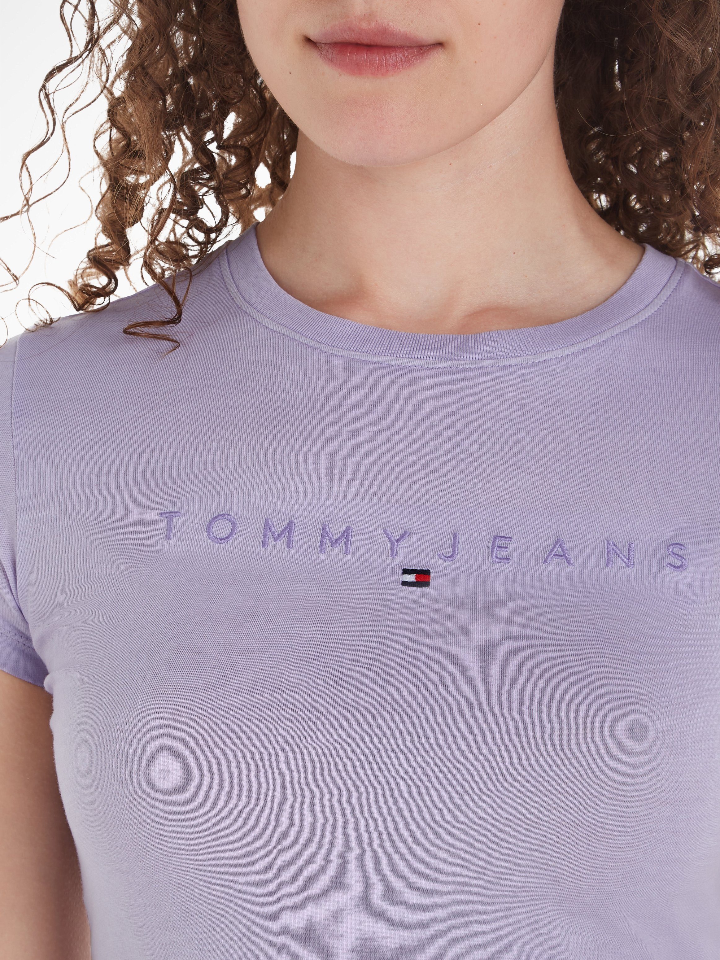 TOMMY JEANS Shirt met ronde hals TJW SLIM TONAL LINEAR TEE met geborduurd tommy jeans logo-opschrift
