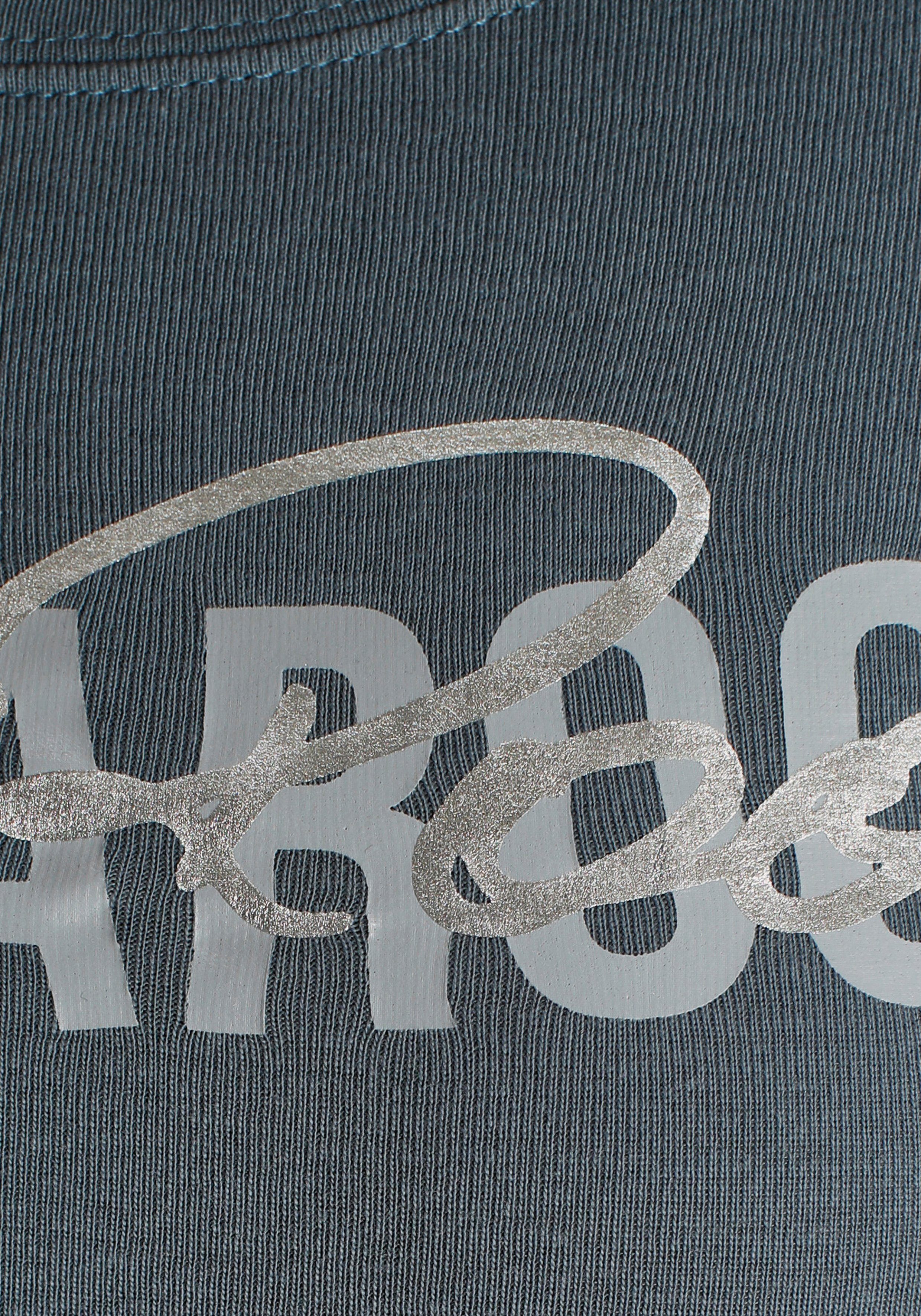KangaROOS Shirt met lange mouwen oprolbare mouwen, figuurvolgende snit, ronde hals