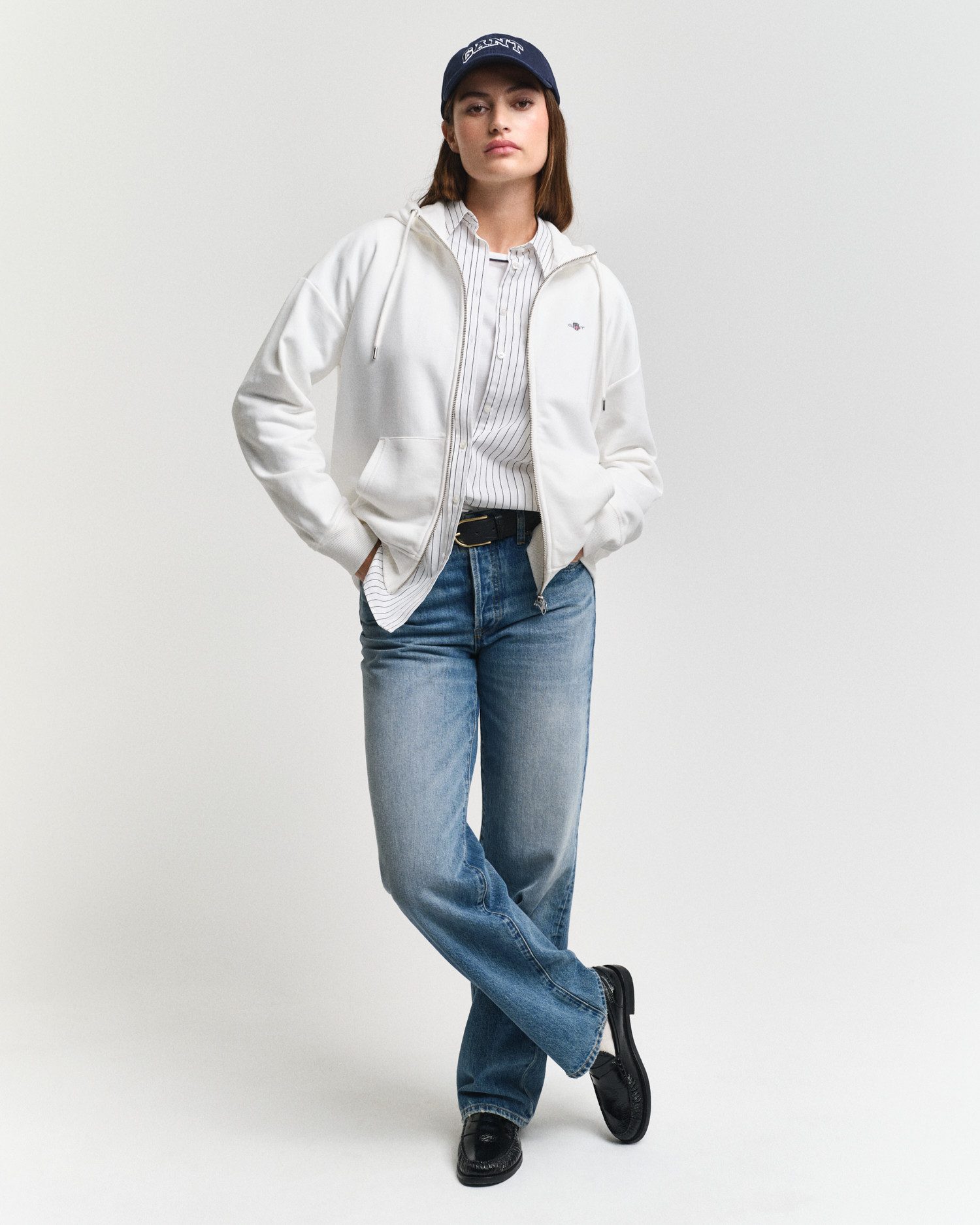 Gant Capuchonsweatvest SHIELD ZIP HOODIE Grafische -borduursel op de borst