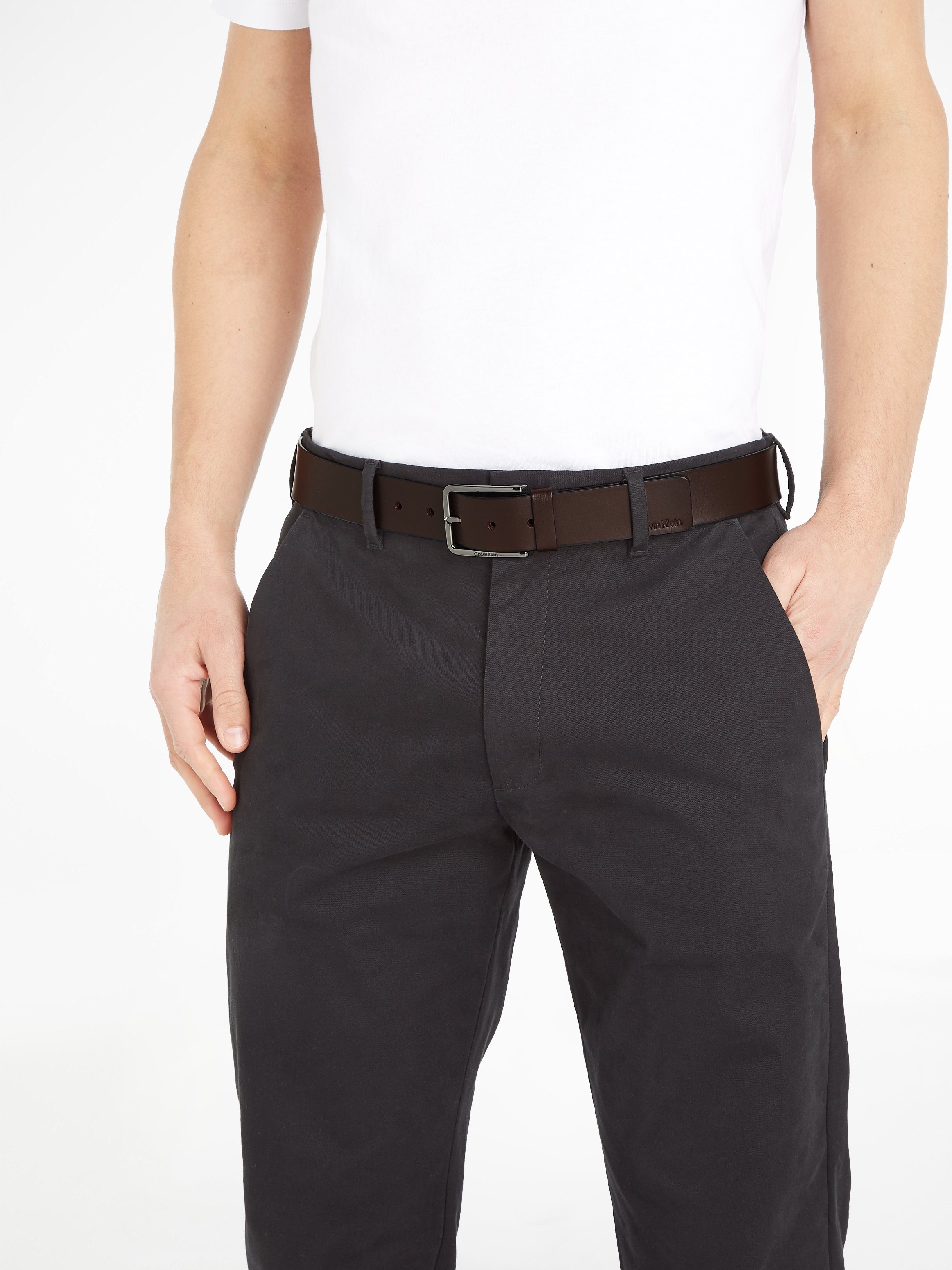 Calvin Klein Leren riem WARMTH 35MM met gestempeld logo