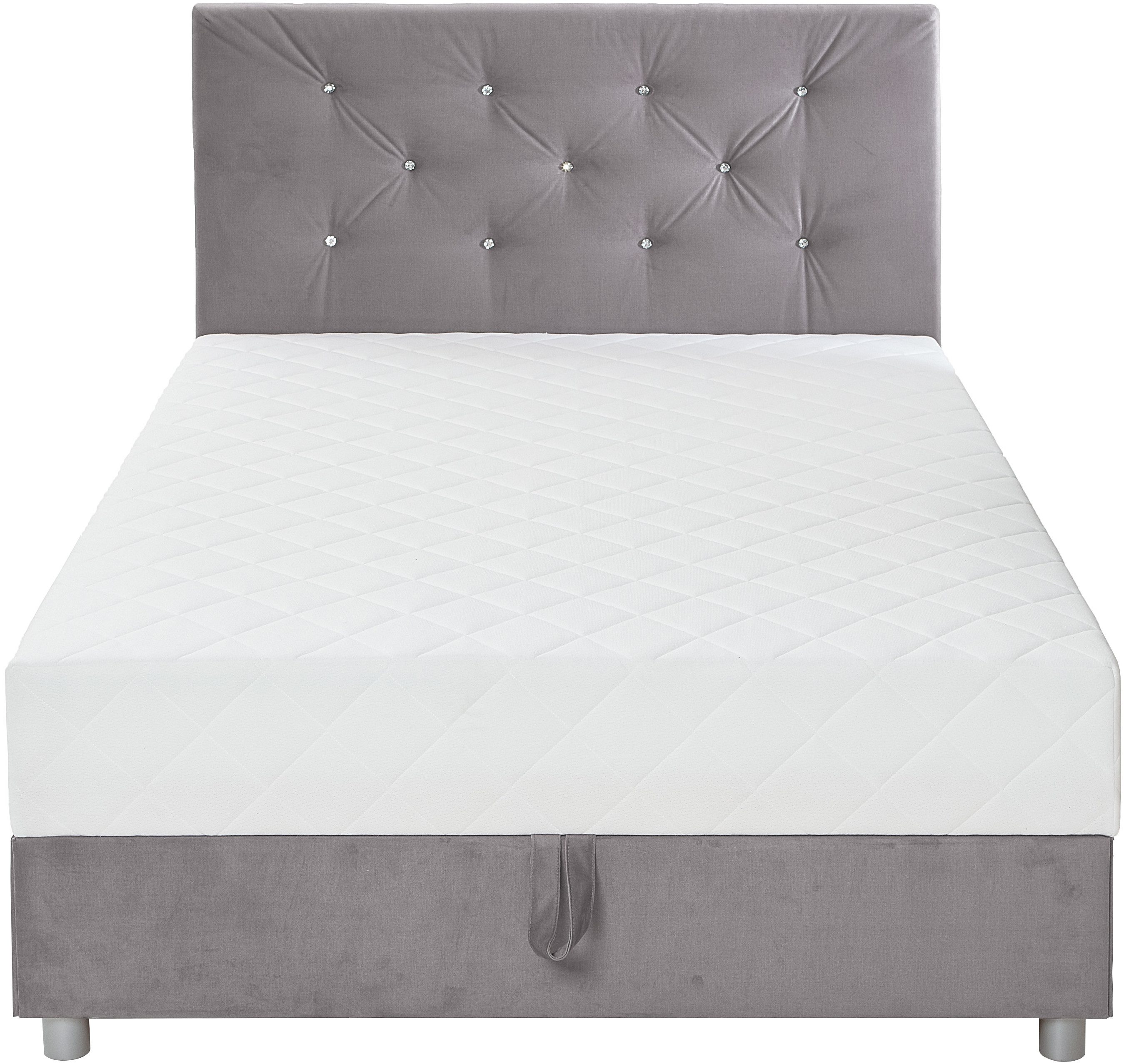 ATLANTIC home collection Boxspring CELIA in hoogwaardige fluweellook met pocketveringsmatras, bedkist en strassteentjes