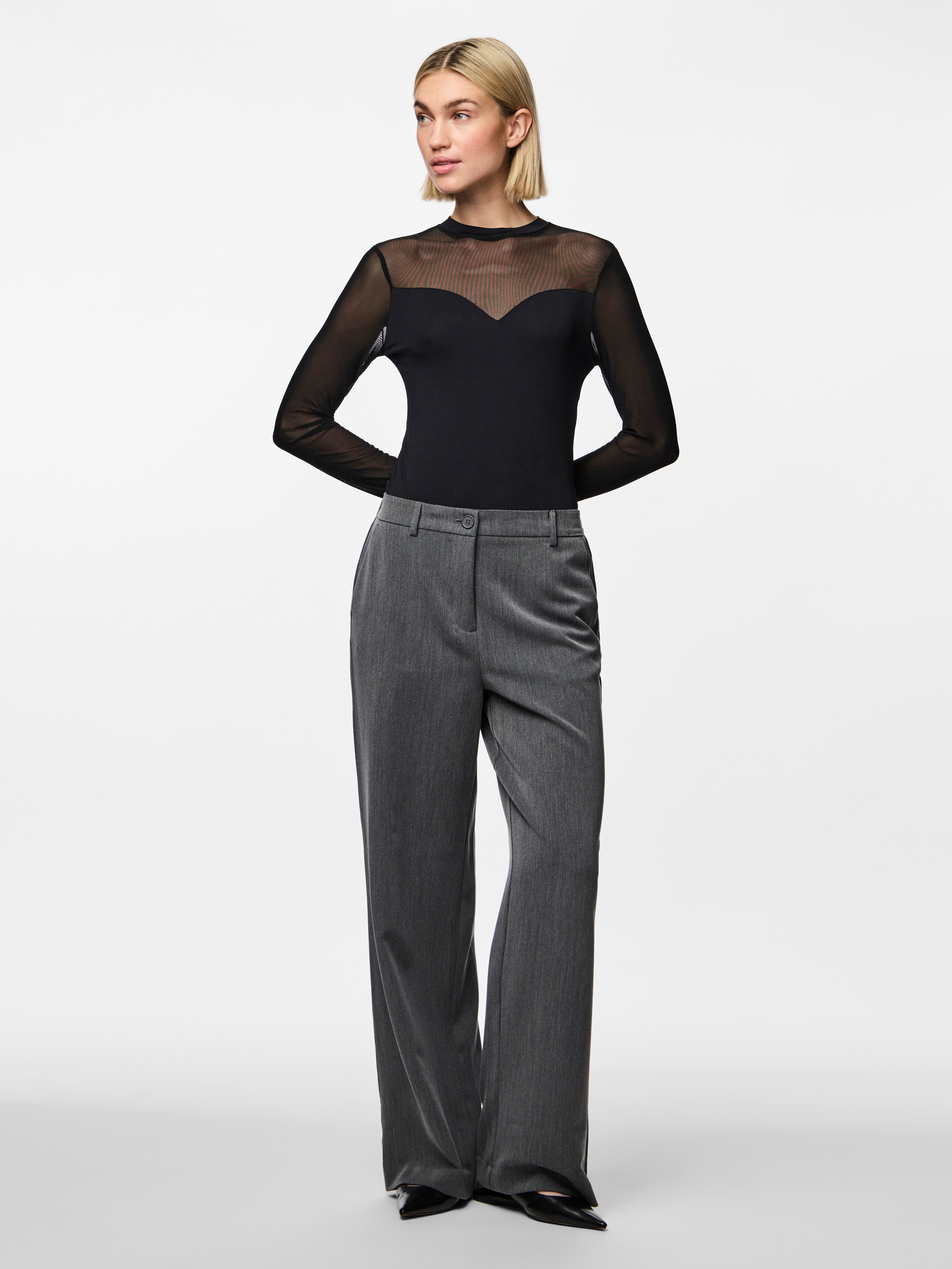 pieces Body met lange mouwen PCMILLY LS MESH BODYSTOCKING NOOS