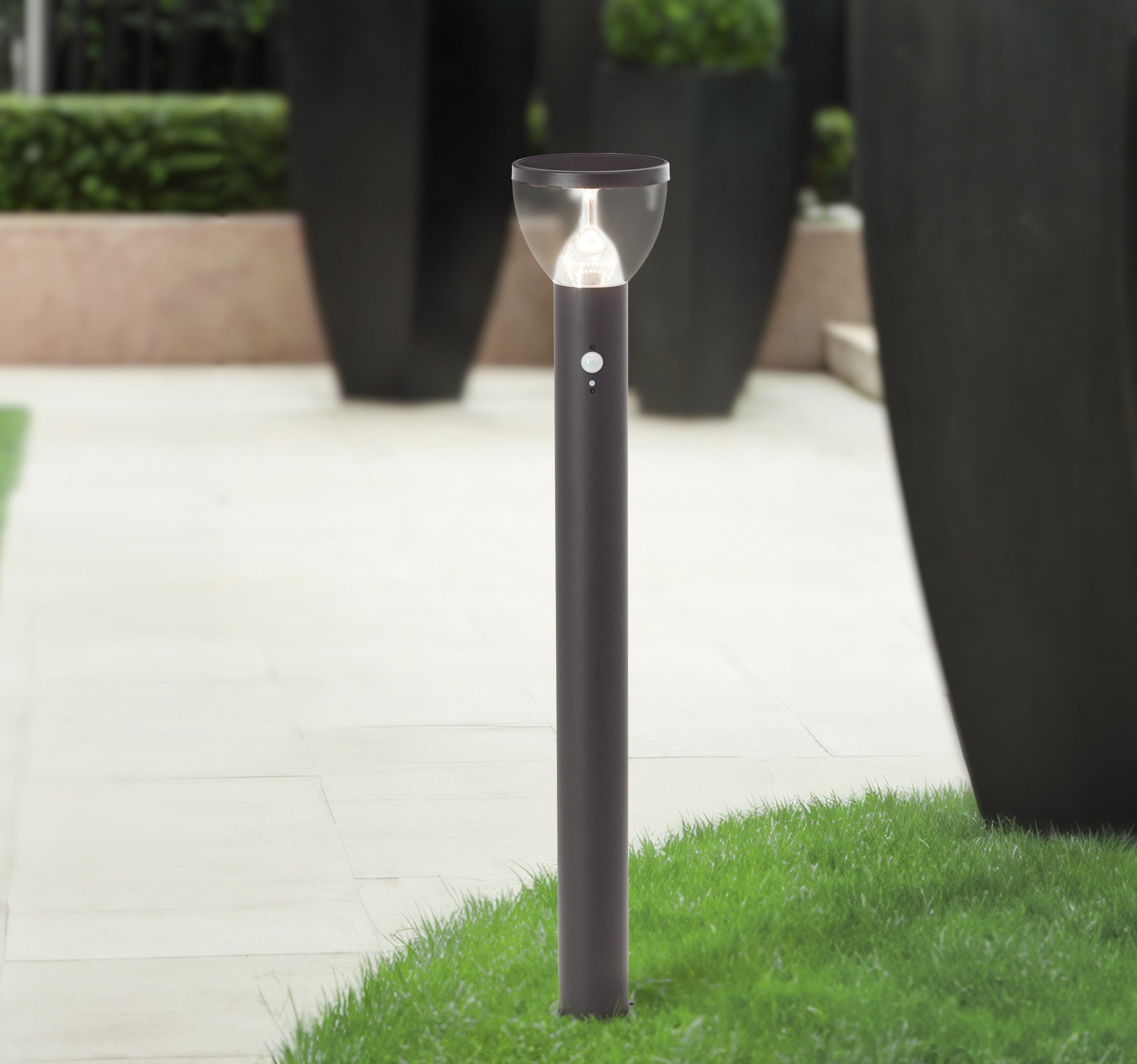 Brilliant Leuchten Led-vloerlamp voor buiten TULIP LED buitenvloerlamp, solar, 92 cm, 430 lm, 3000 K, roestvrij staal, zwart (1 stuk)