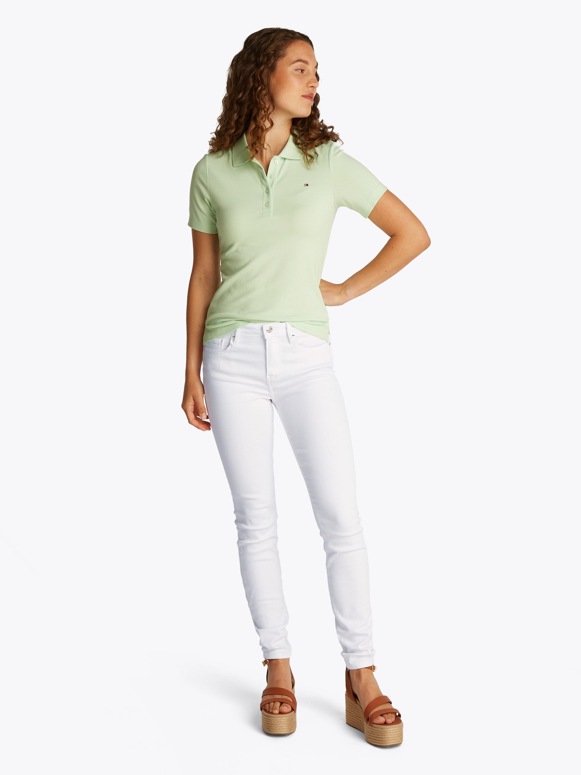Tommy Hilfiger Skinny fit jeans COMO Skinny Regular Waist met logo-badge, in enkel-lengte