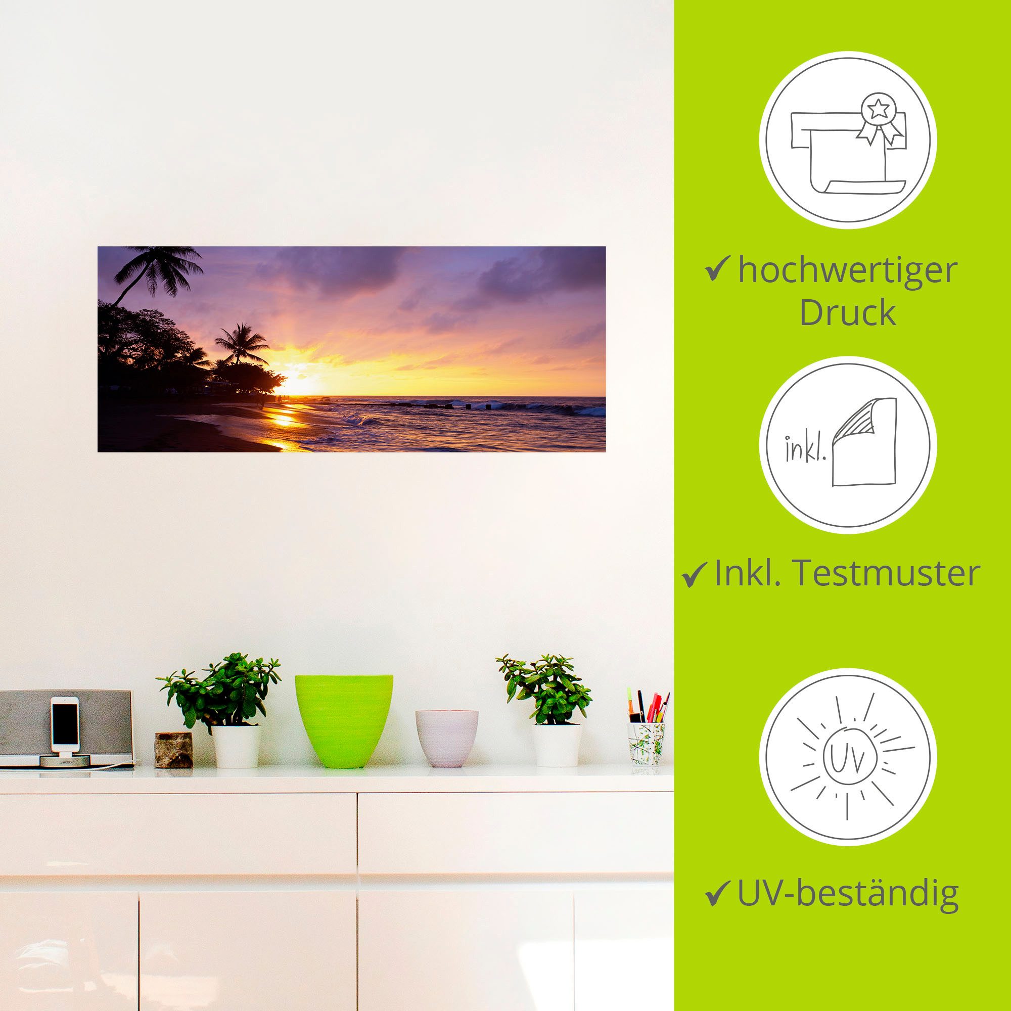 Artland Artprint Tropisch strand als artprint van aluminium, artprint voor buiten, artprint op linnen, poster, muursticker