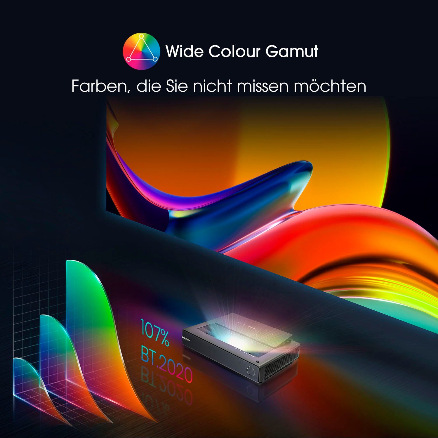 Hisense Laser-tv PX1-Pro 90-130 inch Trichroma laserprojector, 4K Ultra HD, 4k laser cinema, rgb lasertechnologie, android q - zonder scherm
