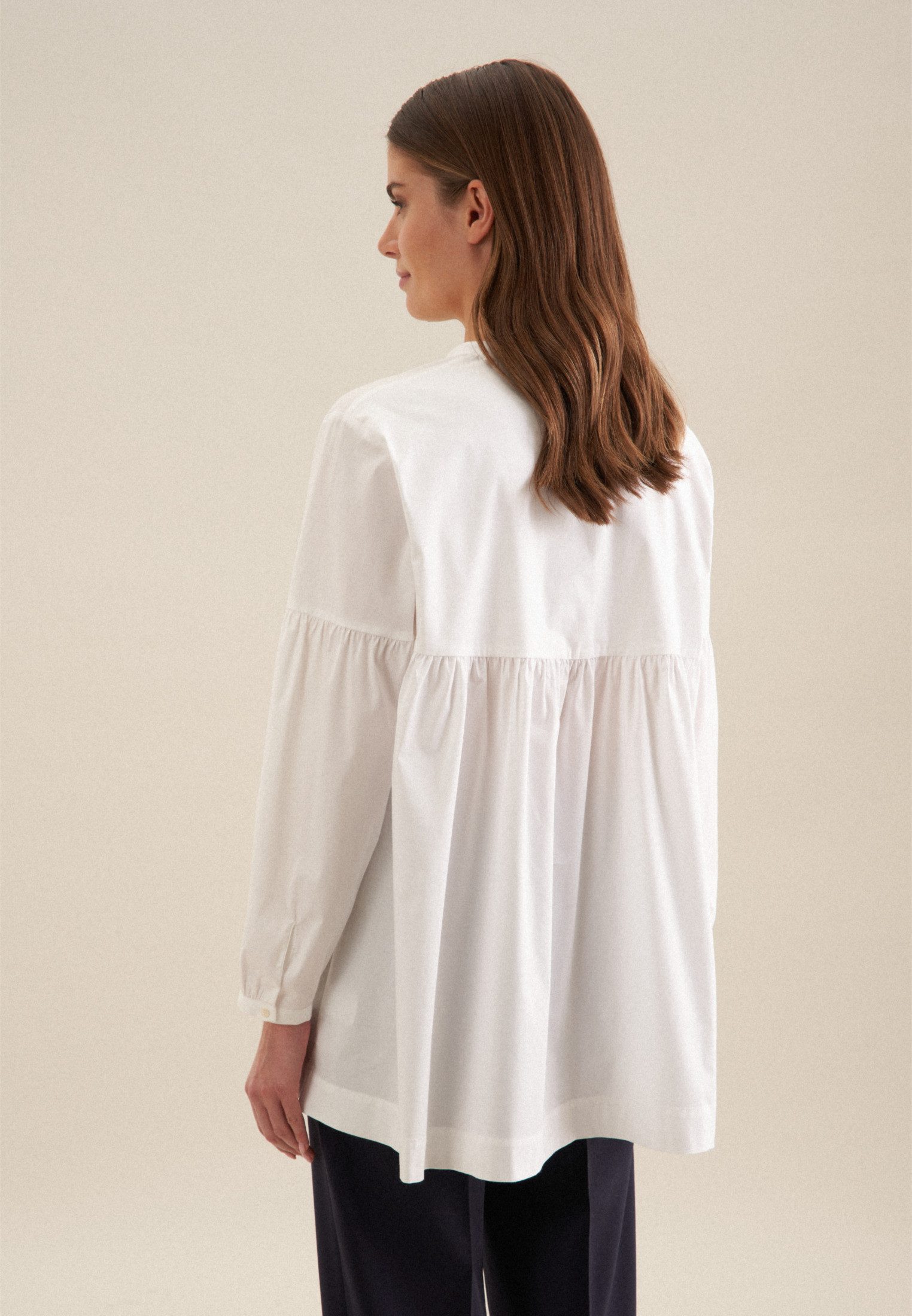 seidensticker Klassieke blouse Zwarte roos Lange mouwen ronde hals uni