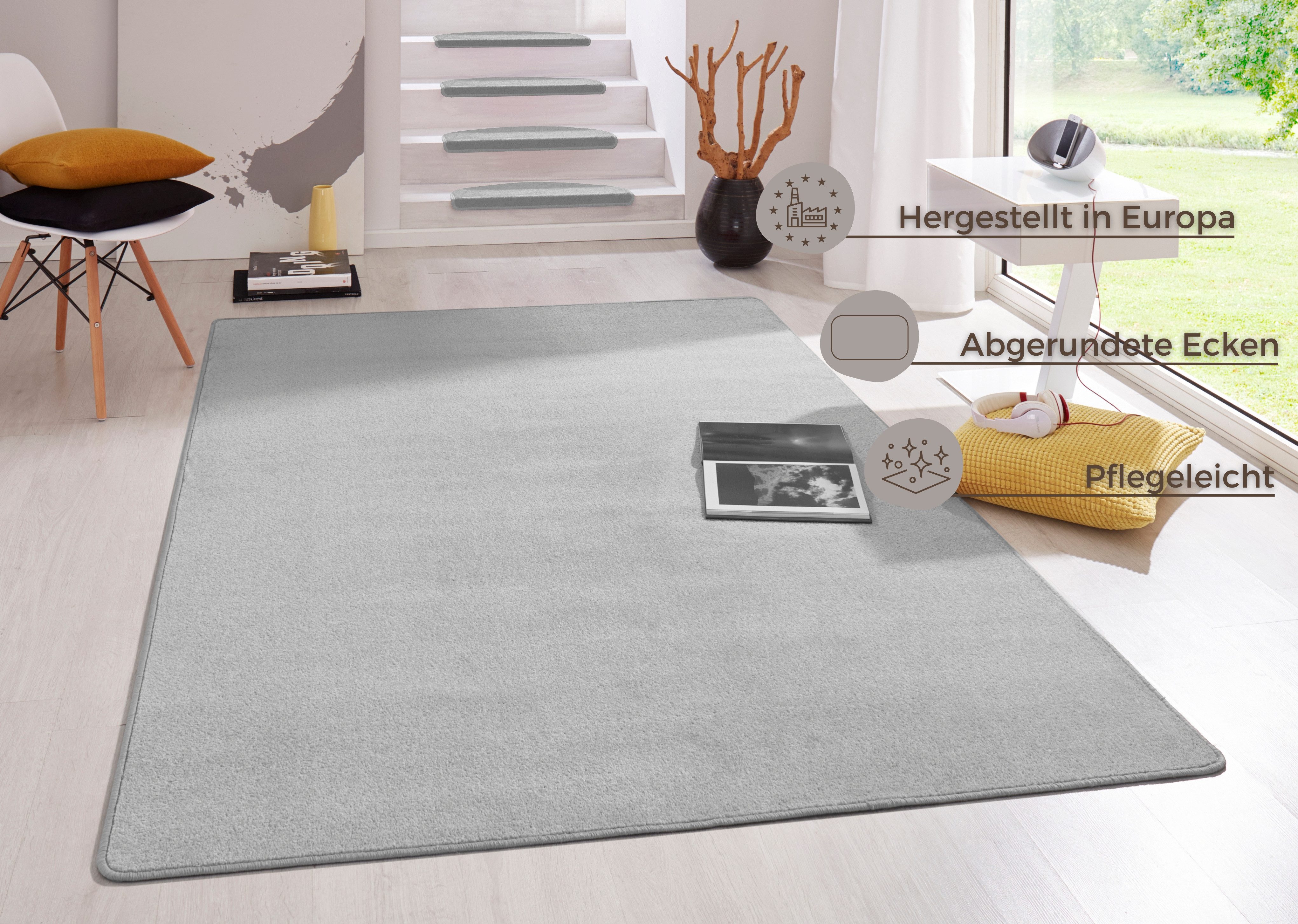 HANSE Home Vloerkleed Fancy Kortpolig, loper, effen, geketteld, woonkamer, slaapkamer, eetkamer