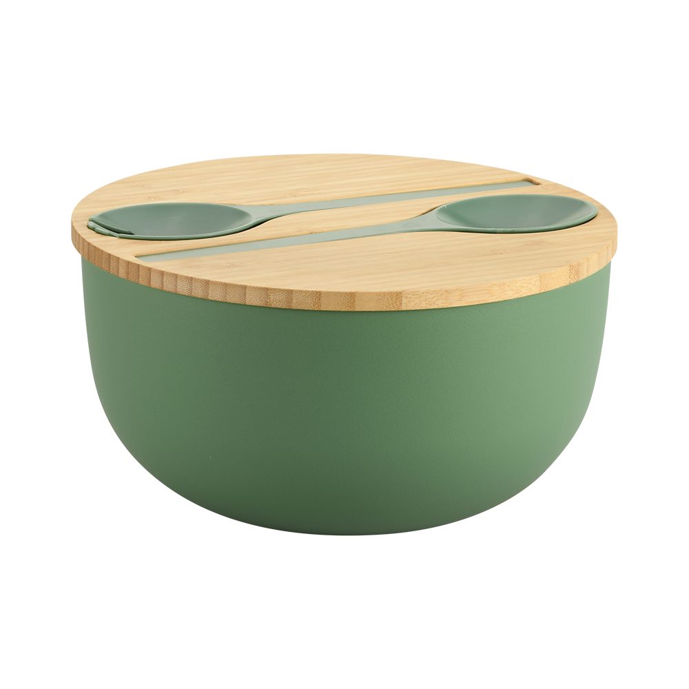 KESPER for kitchen & home Salade schaal Saladeschaal met deksel en saladebestek (set, 4-delig) besteksets groen