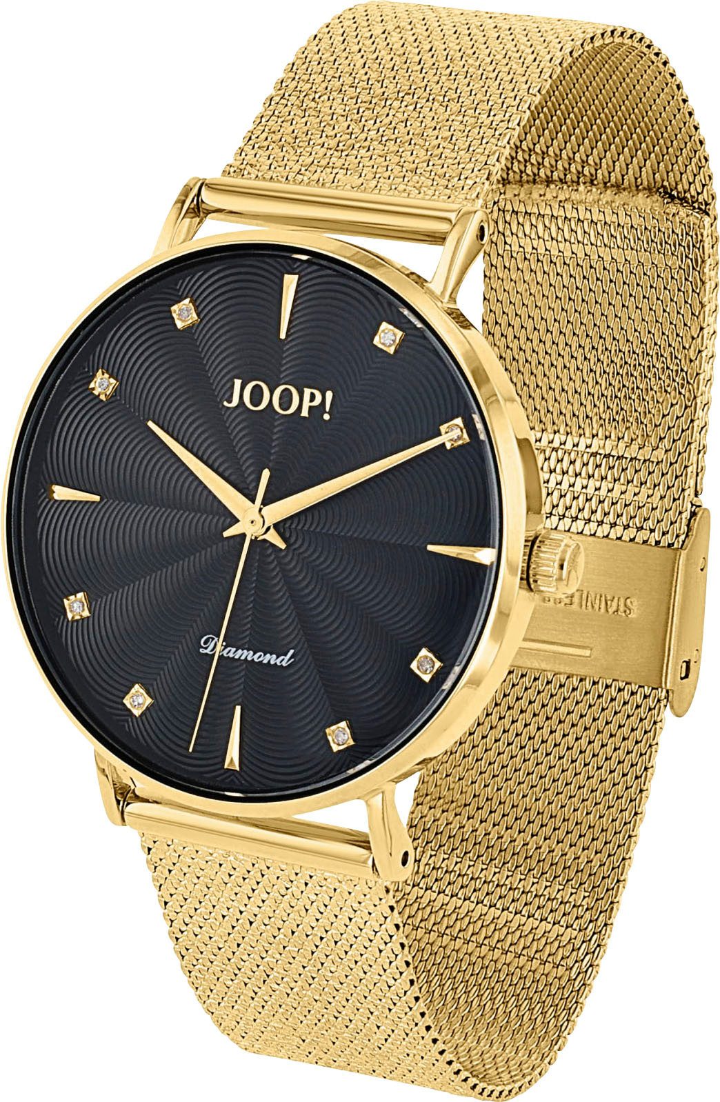 Joop! Kwartshorloge Polshorloge, dameshorloge, roestvrijstalen band, analoog, diamant