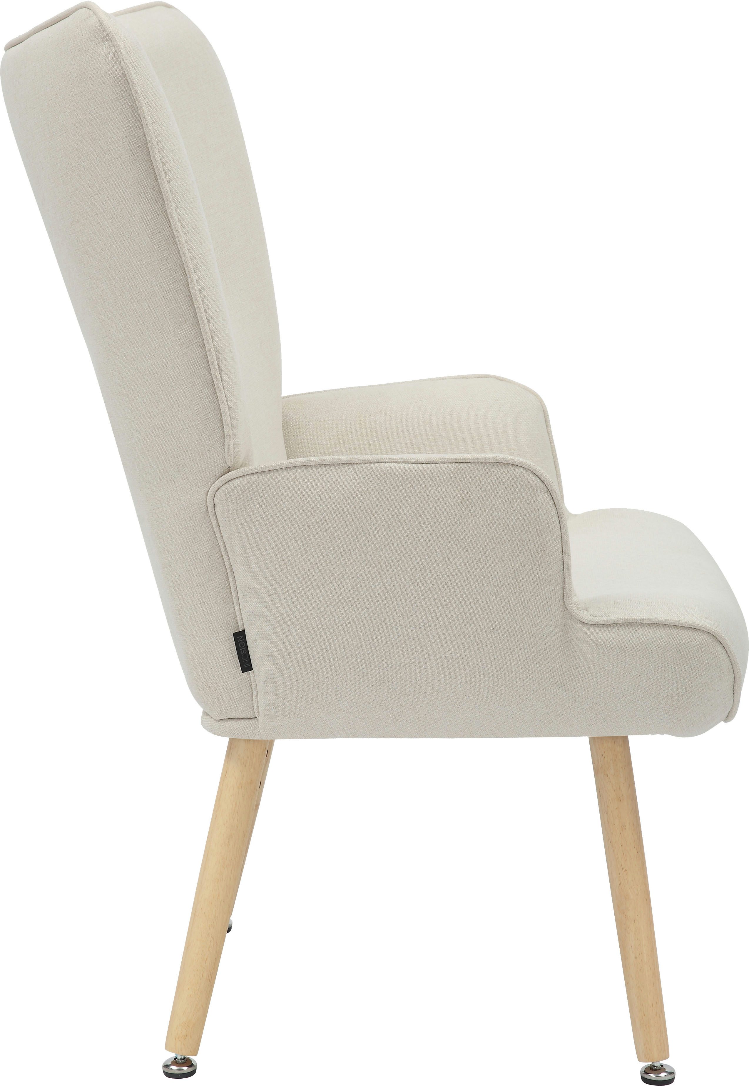 INOSIGN Relaxfauteuil KEADY, hoge rugstoel, TV-stoel Relaxstoel, oorkussenstoel met stabiele massief houten frame