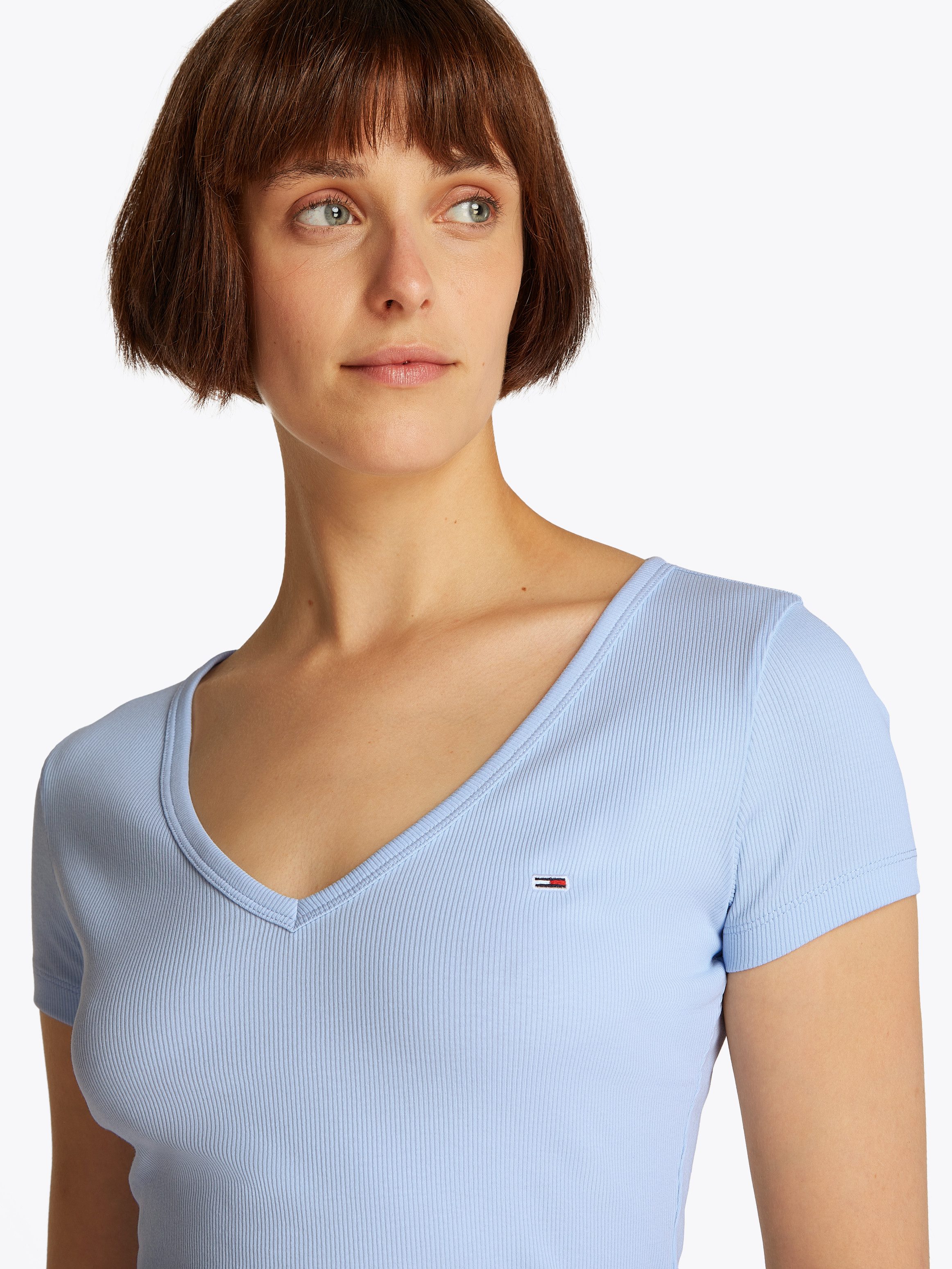 TOMMY JEANS Shirt met korte mouwen TJW SLIM ESSENTIAL RIB V SS