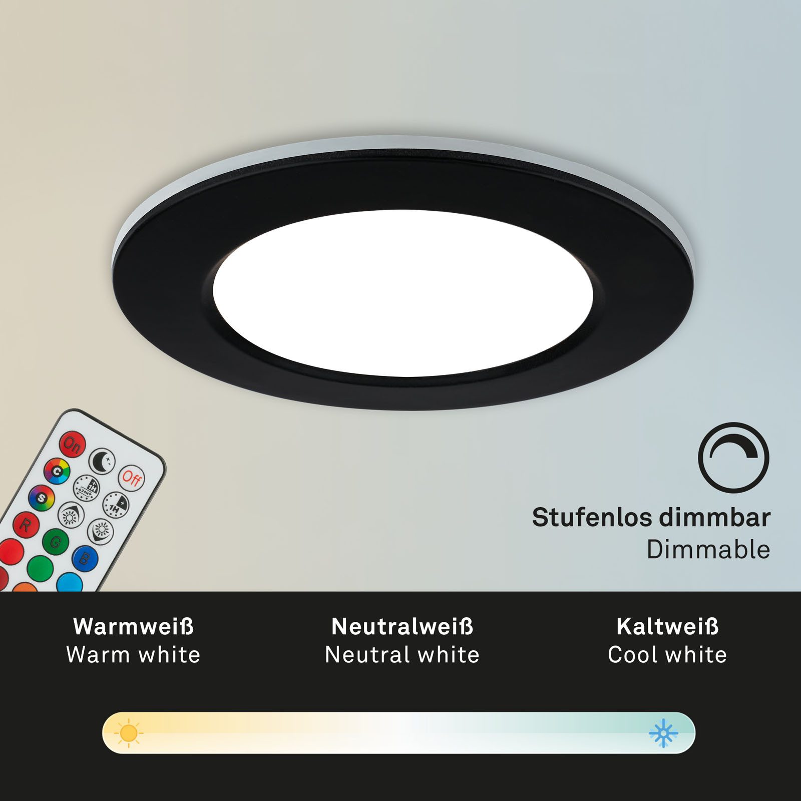 Briloner Leuchten Ledinbouwlamp 3-pack LED inbouwlampen RGB-CCT, zwart 3-delige set led inbouwspots, rgb cct, inbouwspots bad, bad ip65,
