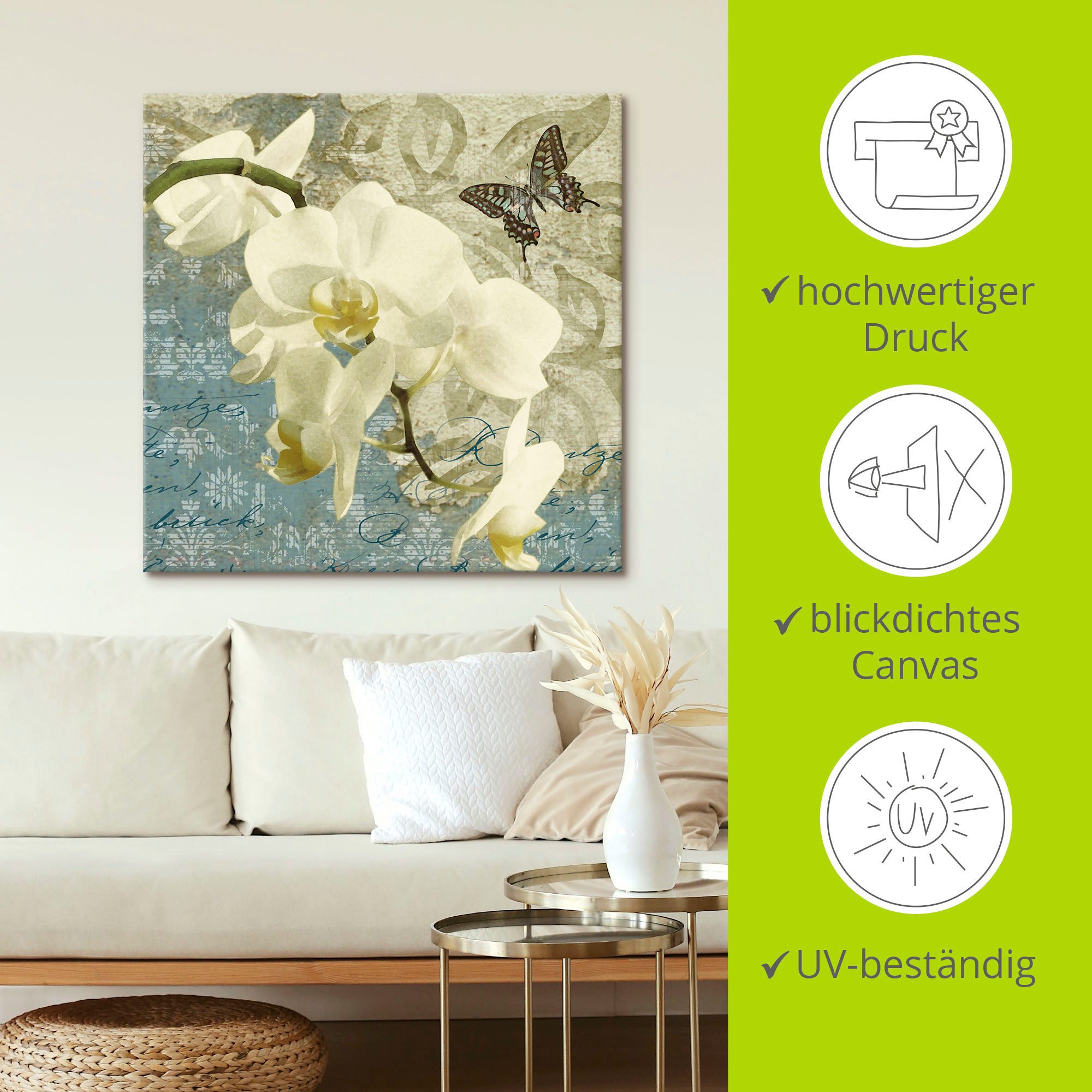 Artland Artprint op linnen Orchideeën gespannen op een spieraam