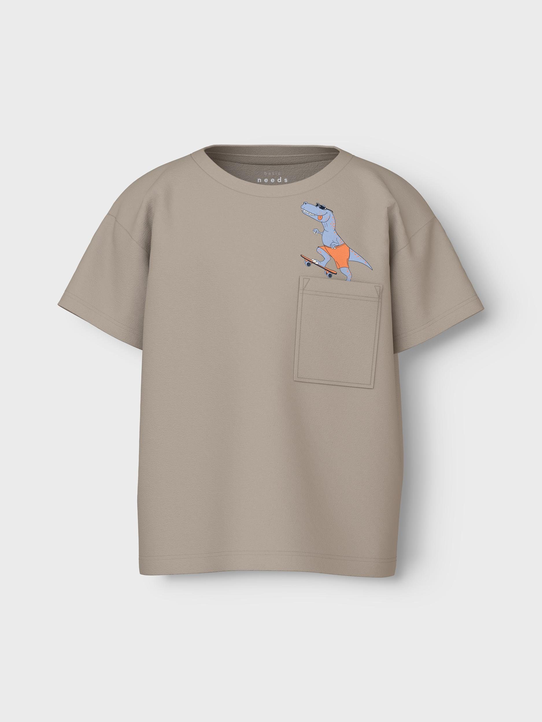 Name it MINI T-shirt NMMVILIAN met printopdruk zand Beige Jongens Katoen Ronde hals 122 128