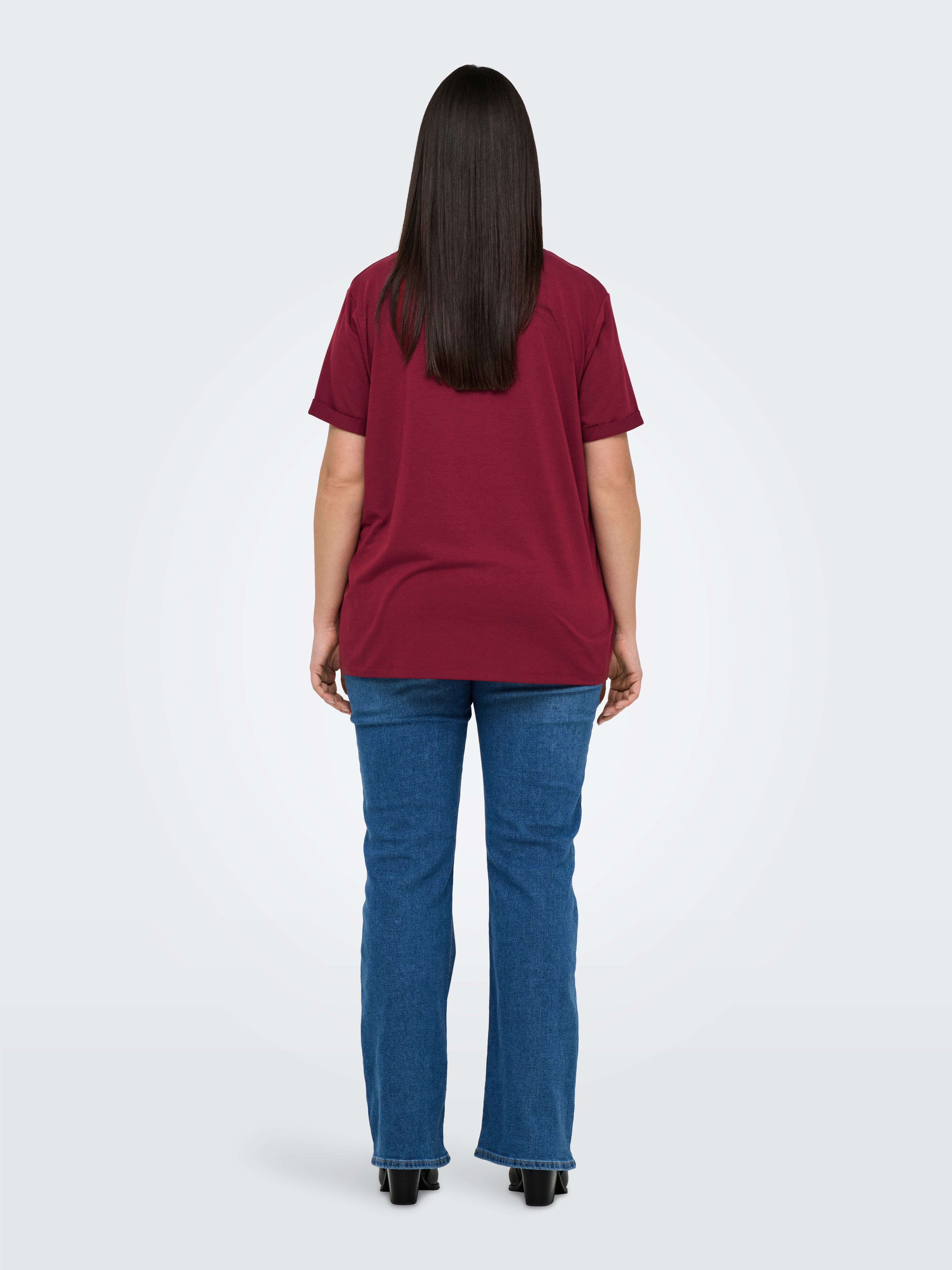 ONLY CARMAKOMA Shirt met korte mouwen CARMOSTER S/S FOLD UP TOP JRS NOOS