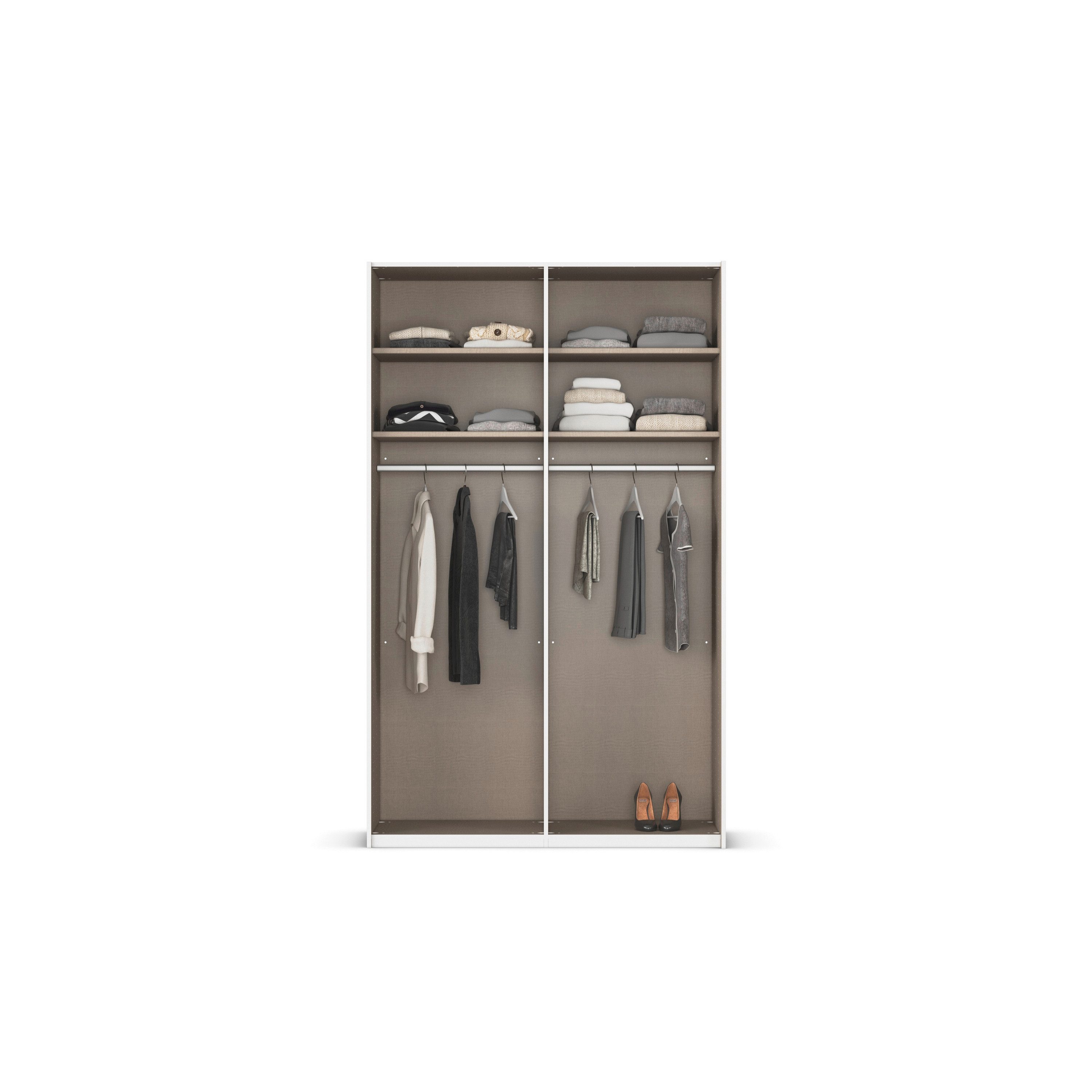 rauch Schuifdeurkast Kledingkast Kast Garderobe Slaapkamerkast EVELYN in elegante stijl, in 5 breedtes, handgrepen in corpuskleur made in germany
