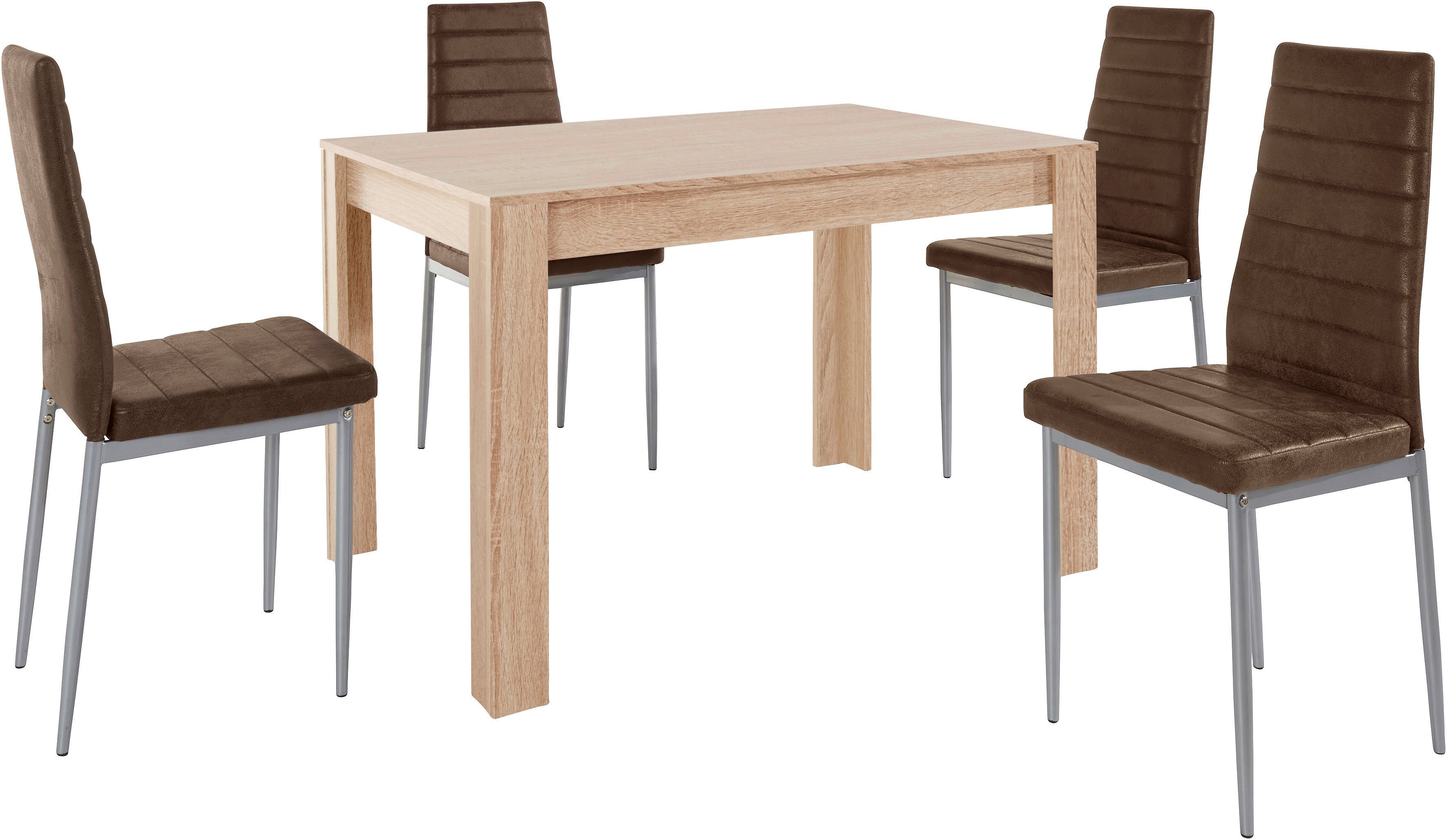 my home Eethoek 0 met eettafel lynn, breedte 120 cm en 4 x stoel kate (set, 5-delig)