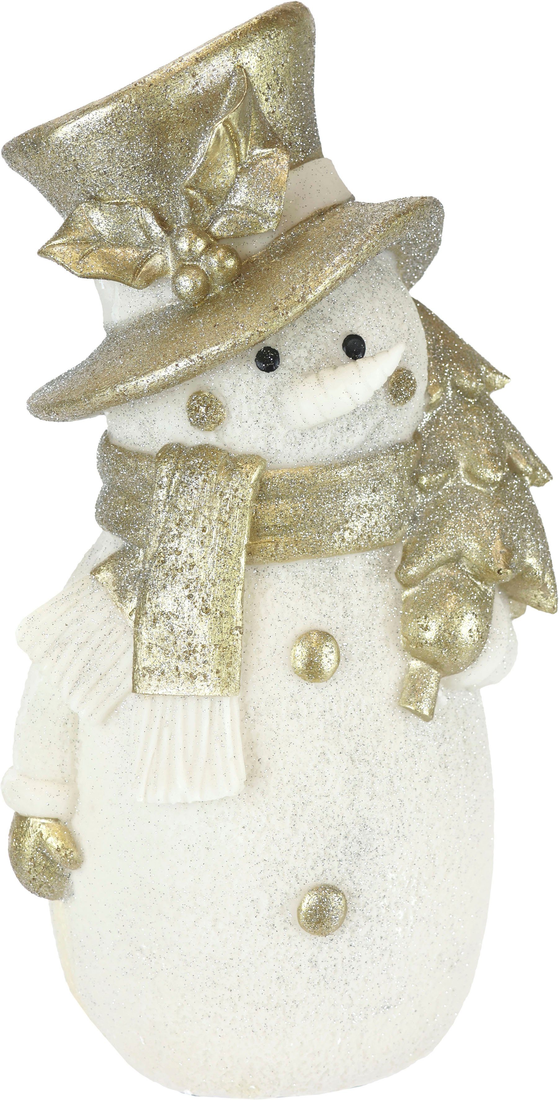 I.GE.A. Decoratief figuur Sneeuwpop Kerstdecoratie van polyresin, hoogte ca. 36 cm (1 stuk)