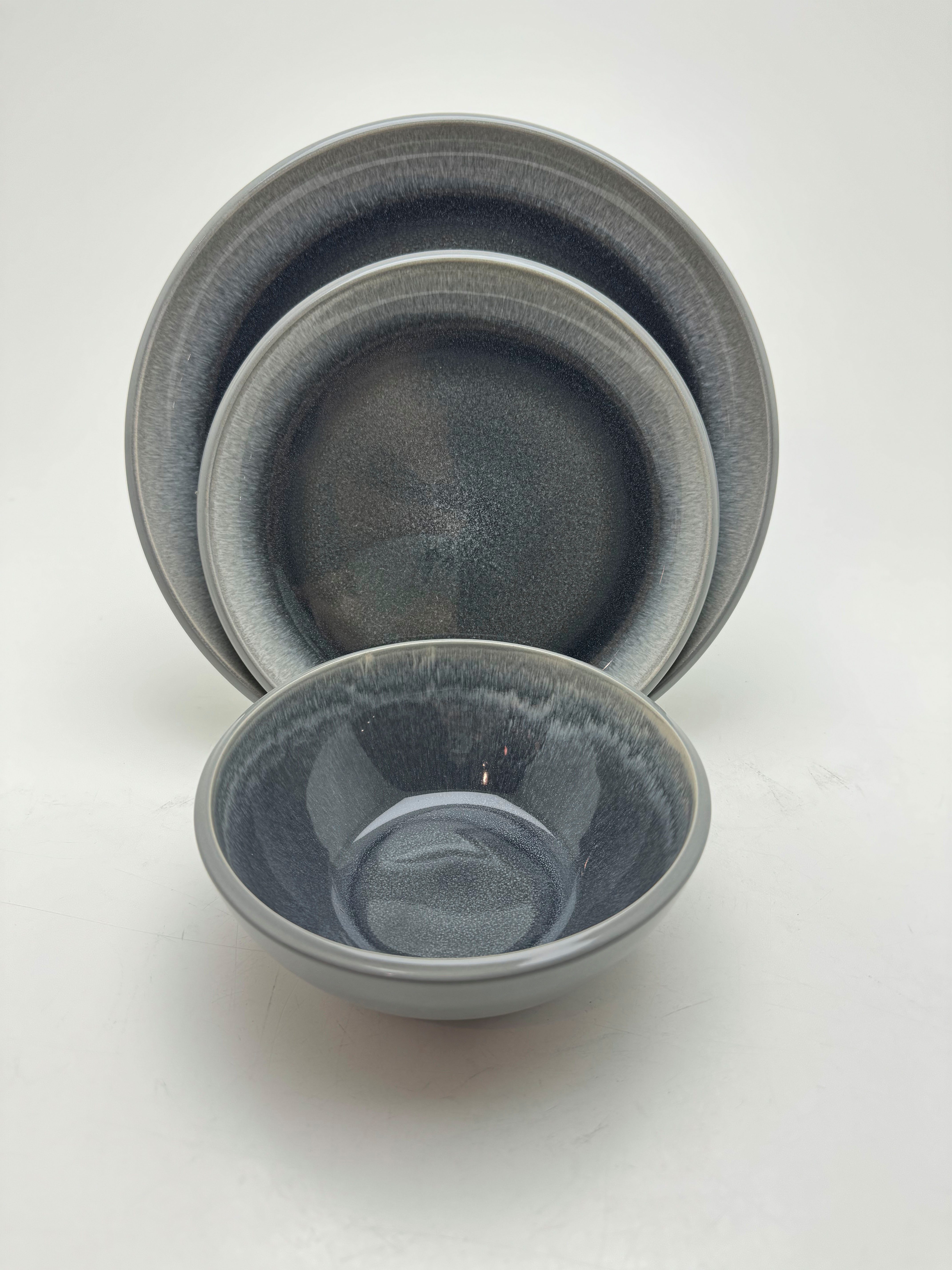 andas Eetservies Gerdrup Reactief glazuur, elk exemplaar is uniek (set, 12-delig)