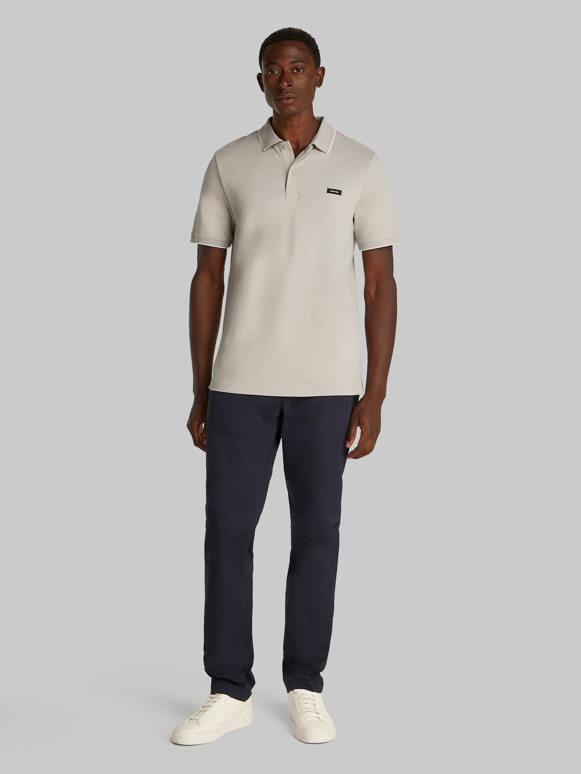 Calvin Klein Poloshirt STRETCH PIQUE TIPPING POLO met streepdetail op de kraag