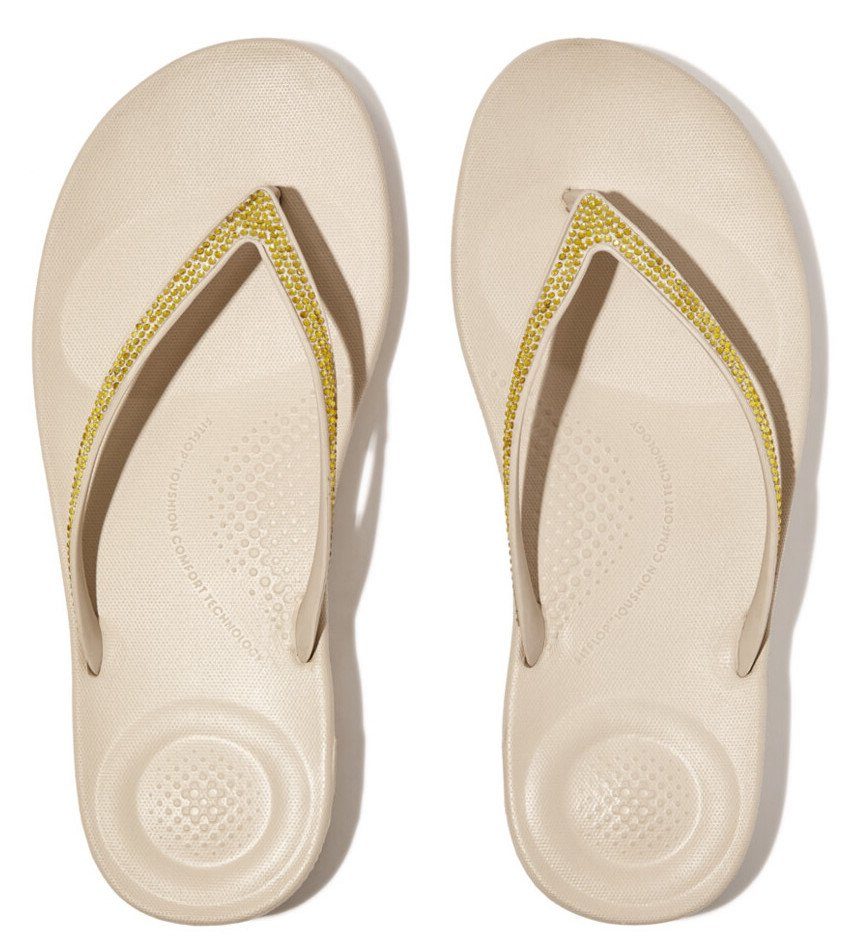 Fitflop Teenslippers IQUSHION SPARKLE - CLASSIC sleehak, zomerschoen, slippers met fonkelende glitterafwerking