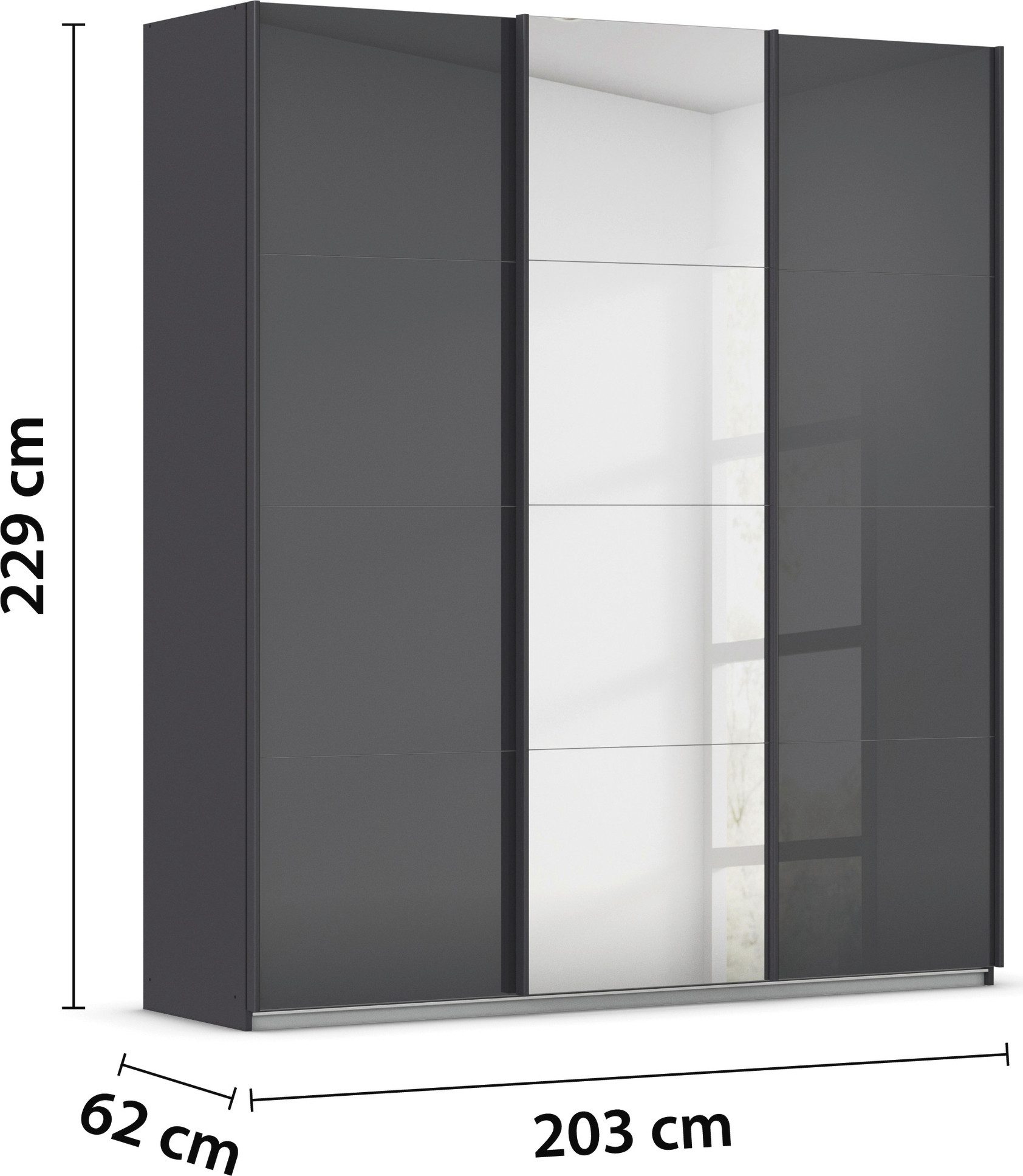 rauch Schuifdeurkast Kledingkasten kast garderobe AGORDO met glazen front doordachte binnenuitrusting, in 4 breedtes en 2 hoogtes made in germany