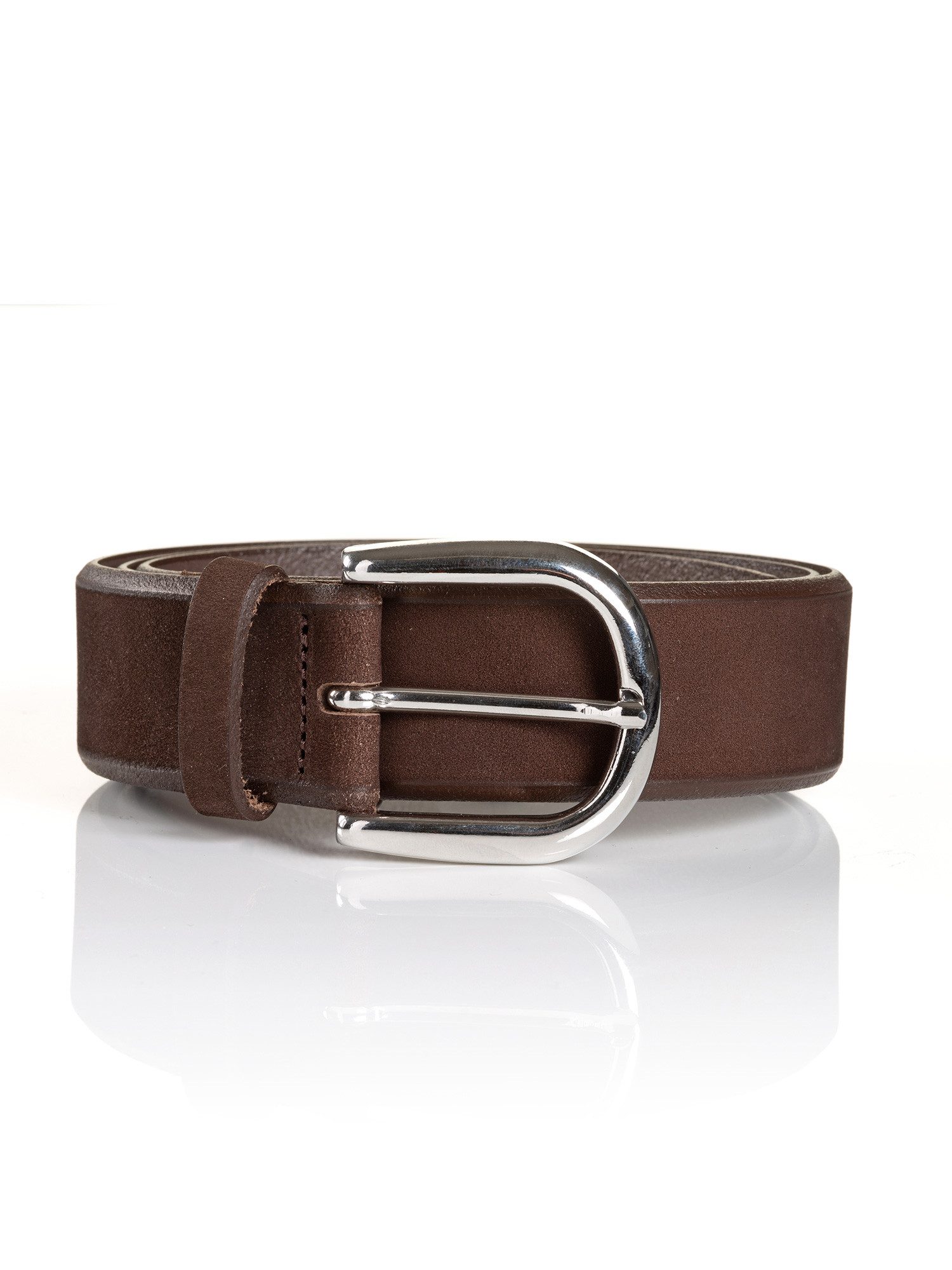 MONTI Leren riem Pavia van nubuckleer met glanzende gesp - 3,5 cm breed
