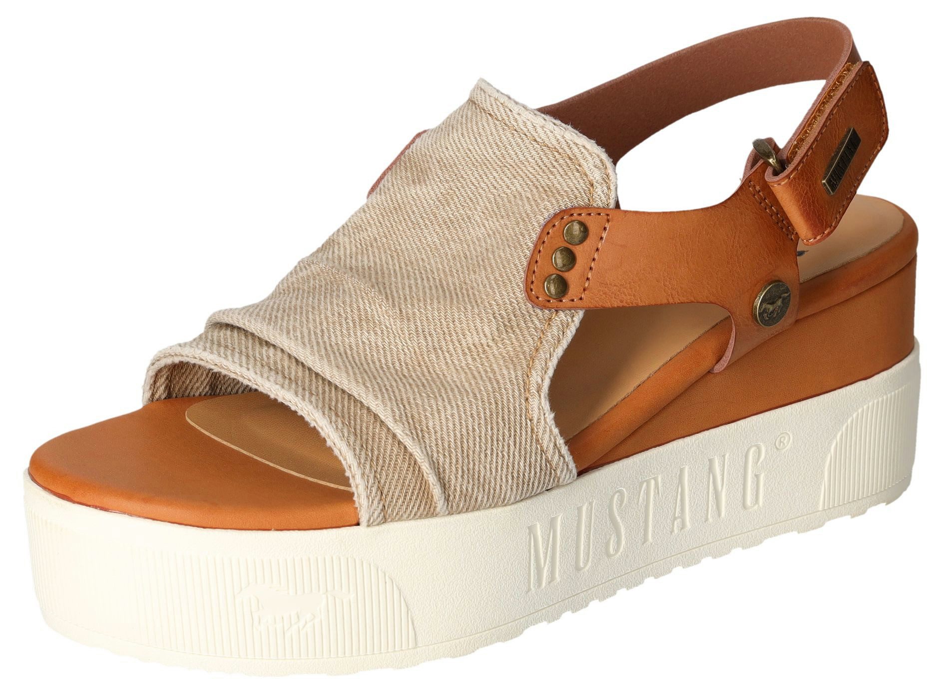 Mustang Shoes Sleehaksandaaltjes dames sandalen met sleehak maat 39 bruin