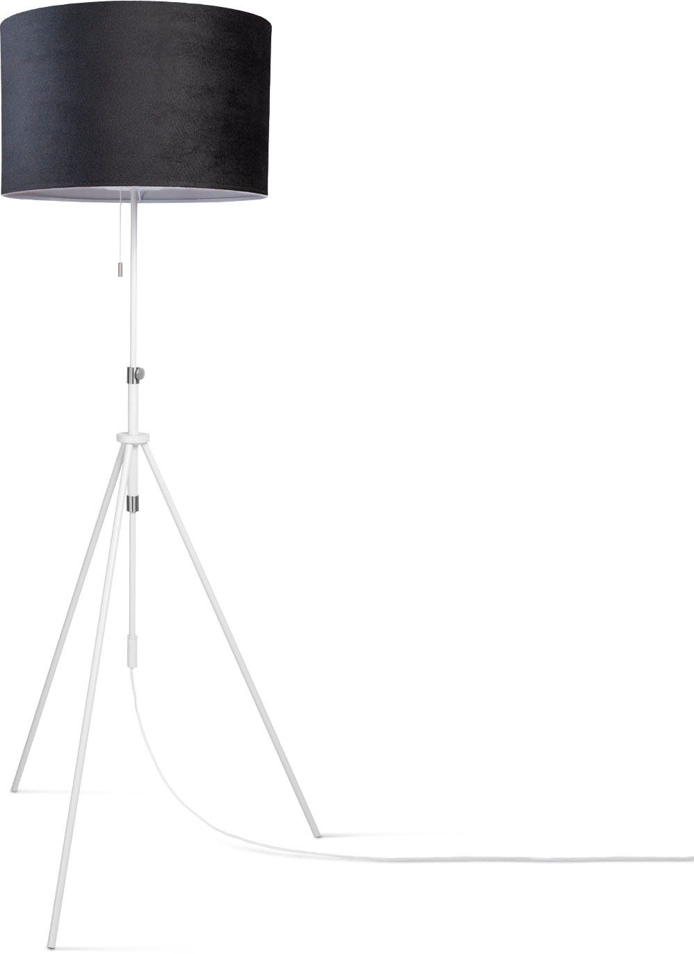 Paco Home Staande lamp Naomi uni Color Woonkamer in hoogte verstelbaar 121,5 tot 176,5 cm trekschakelaar velours