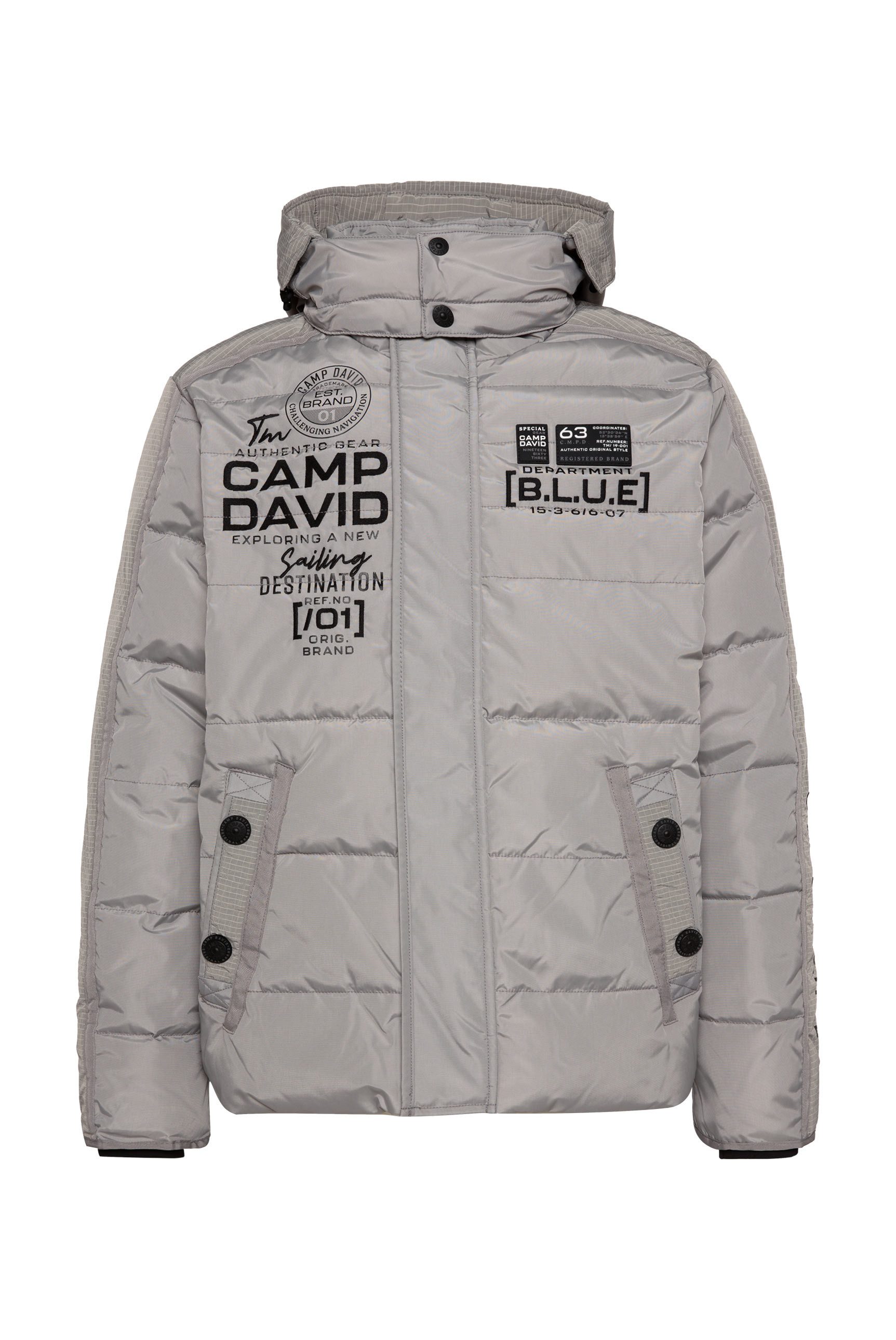 CAMP DAVID Gewatteerde jas met capuchon en ripstop-details