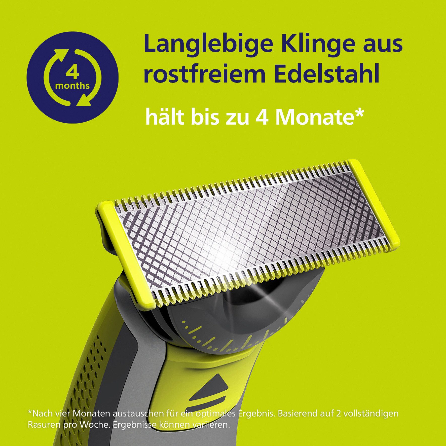 Philips Vervangende mesjes OneBlade 360 360 graden bladen, kunnen nat en droog worden gebruikt, gaan tot 4 maanden mee (2 stuks)