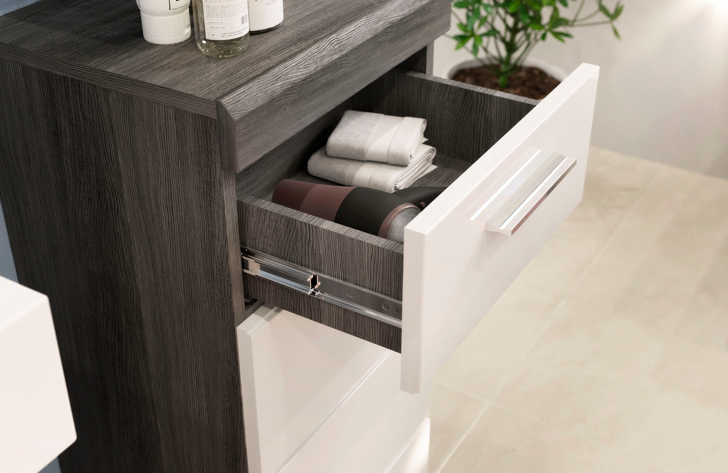 INOSIGN Badmeubelset Siena, 5-delig, bestaande uit: Hoge kast, WBU, spiegel, onderkast, hangkast (set, 5 stuks)